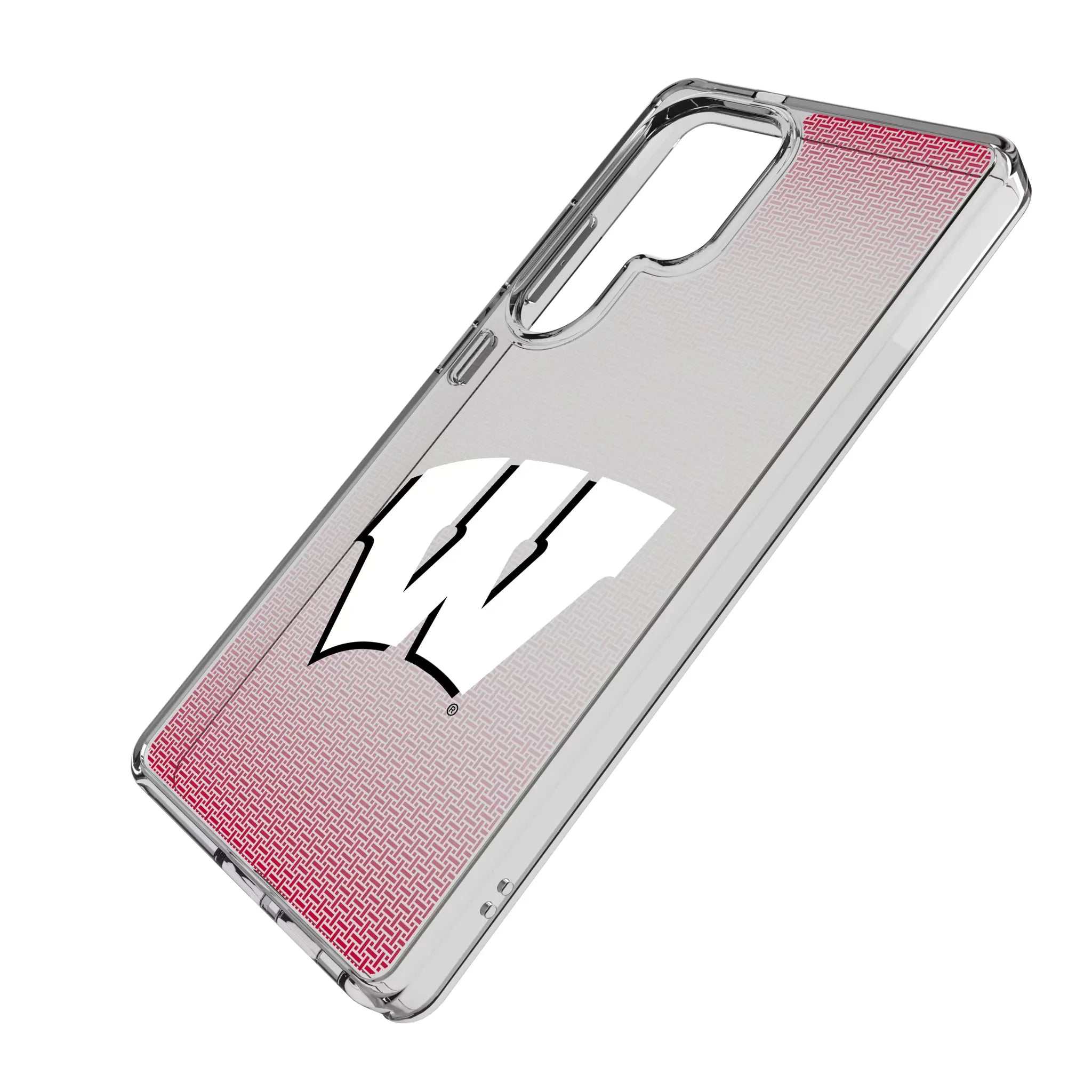 University of Wisconsin Badgers Linen Galaxy Clear Phone Case for Samsung Galaxy - Isometric View#Device_Galaxy S25 Ultra