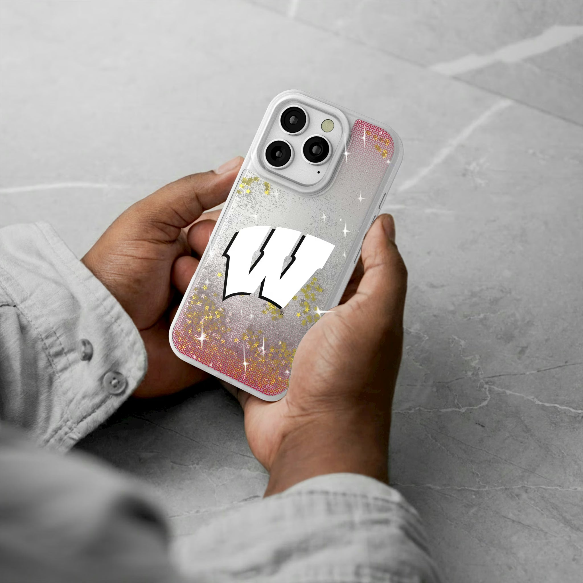 University of Wisconsin Badgers Linen iPhone Glitter Phone Case for Apple iPhone - Lifestyle#Device_iPhone 16 Pro