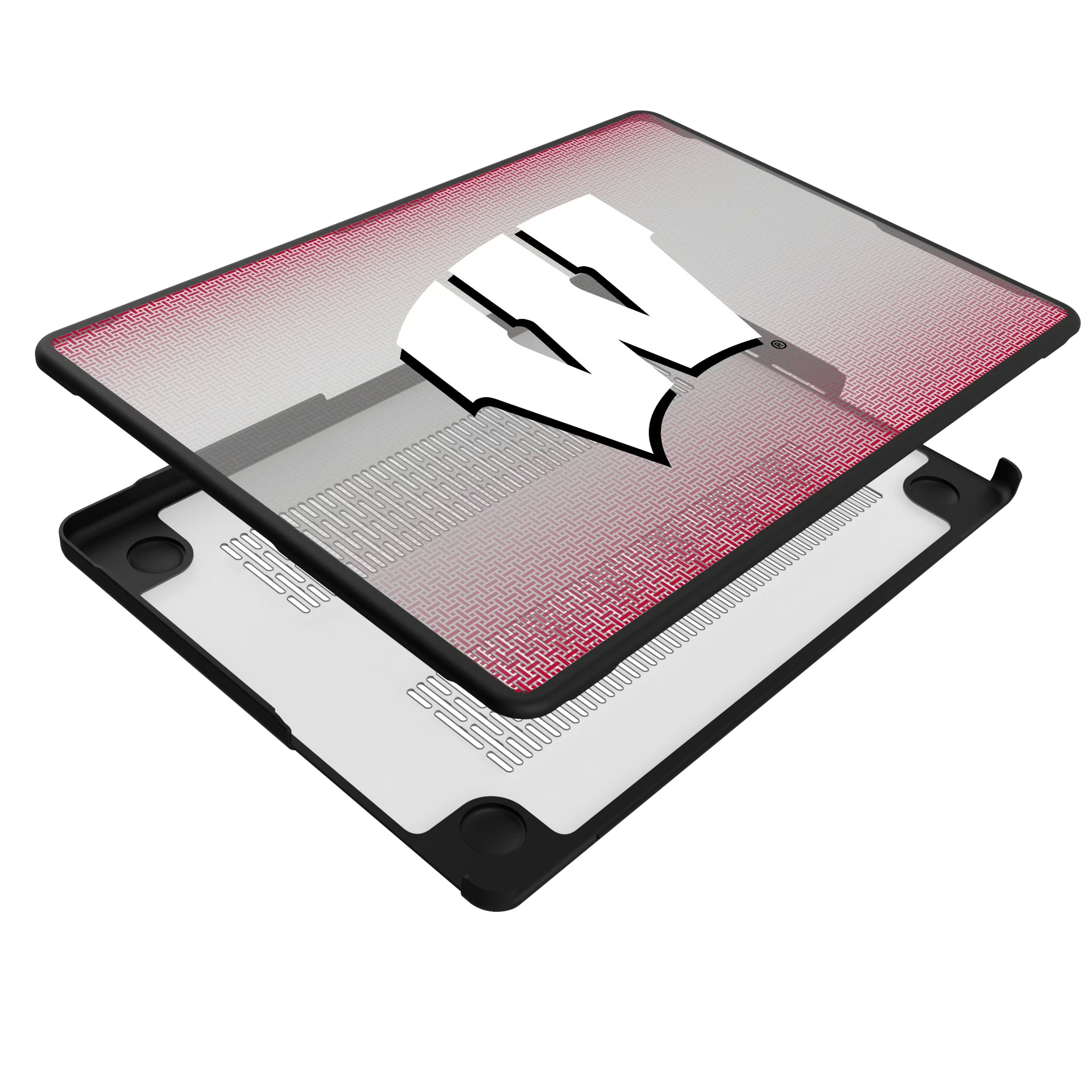 University of Wisconsin Badgers Linen MacBook Laptop Case for Apple MacBook - Isometric View#Device_MacBook Pro (14-inch, 2021) / MacBook Pro (14-inch, 2023) / MacBook Pro (14-inch, 2024)