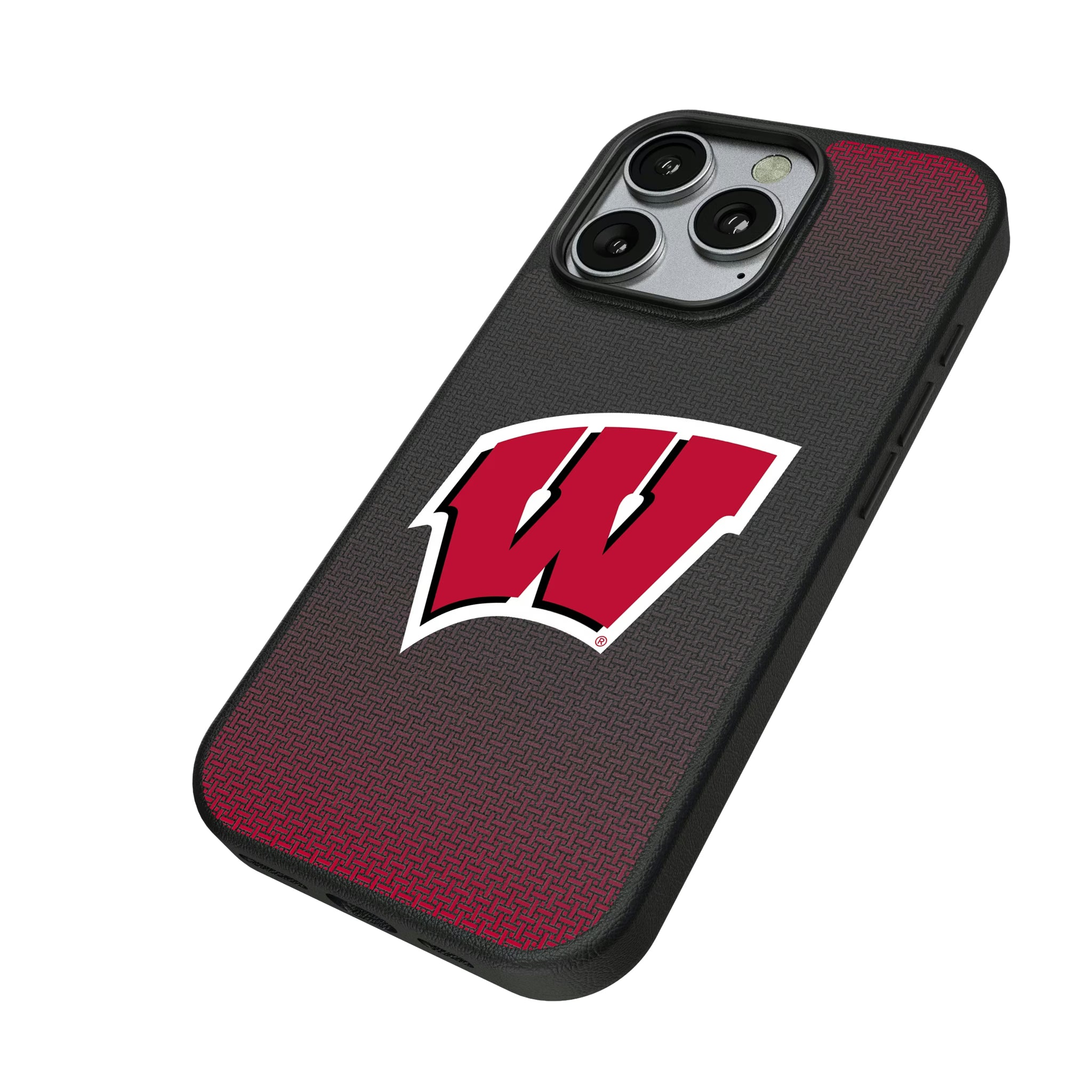University of Wisconsin Badgers Linen iPhone MagSafe Compatible Phone Case for Apple iPhone - Isometric View