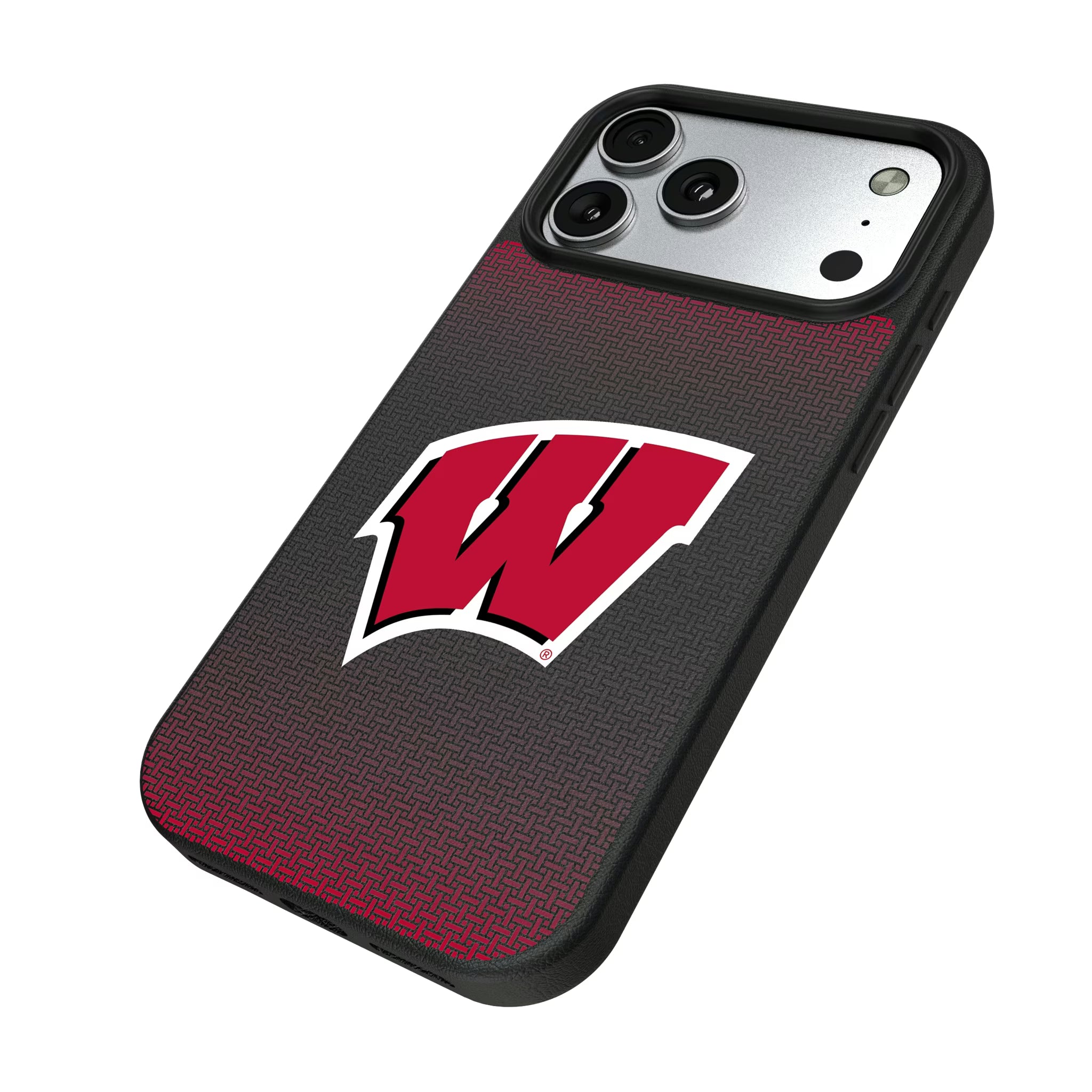 University of Wisconsin Badgers Linen iPhone MagSafe Compatible Phone Case for Apple iPhone - Isometric View#Device_iPhone 17 Pro Max