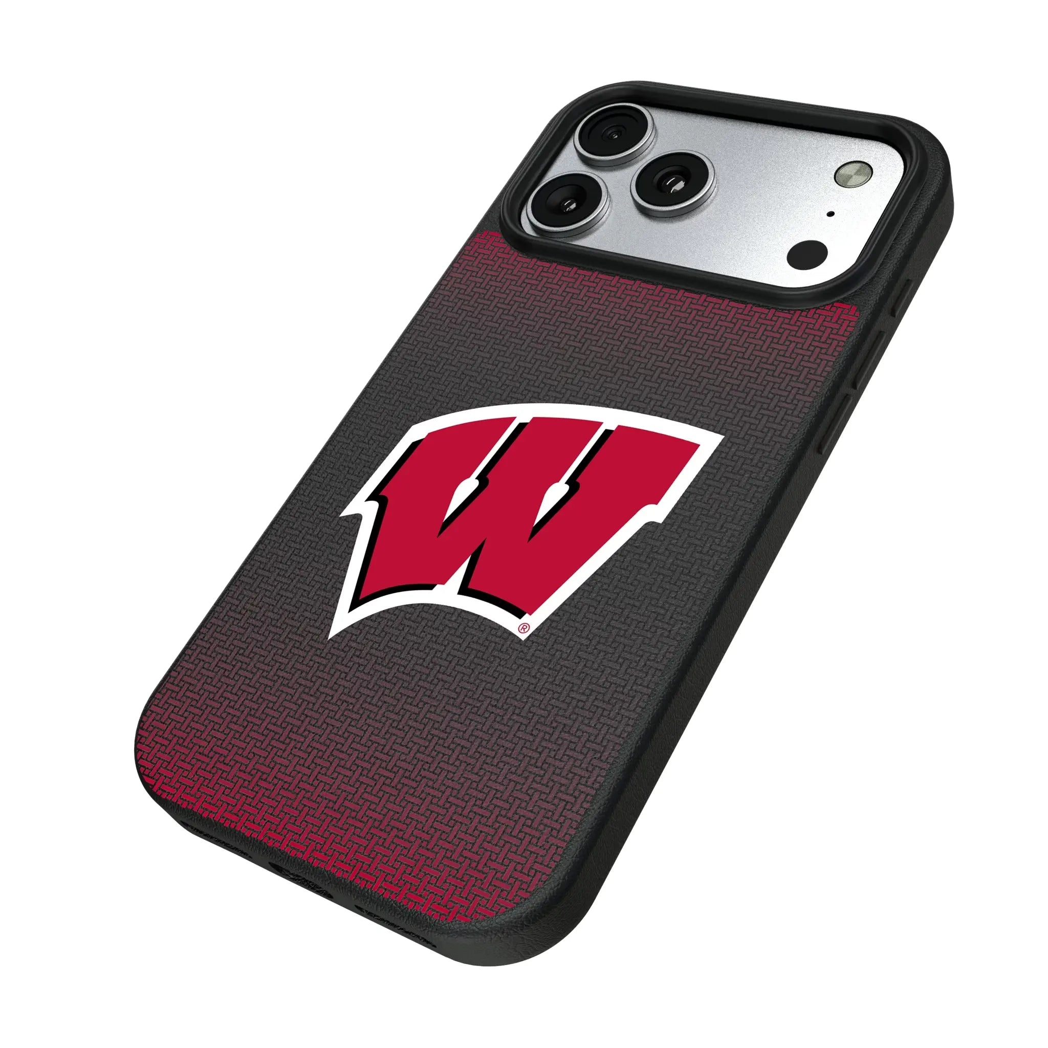 University of Wisconsin Badgers Linen iPhone MagSafe Compatible Phone Case for Apple iPhone - Isometric View#Device_iPhone 17 Pro Max