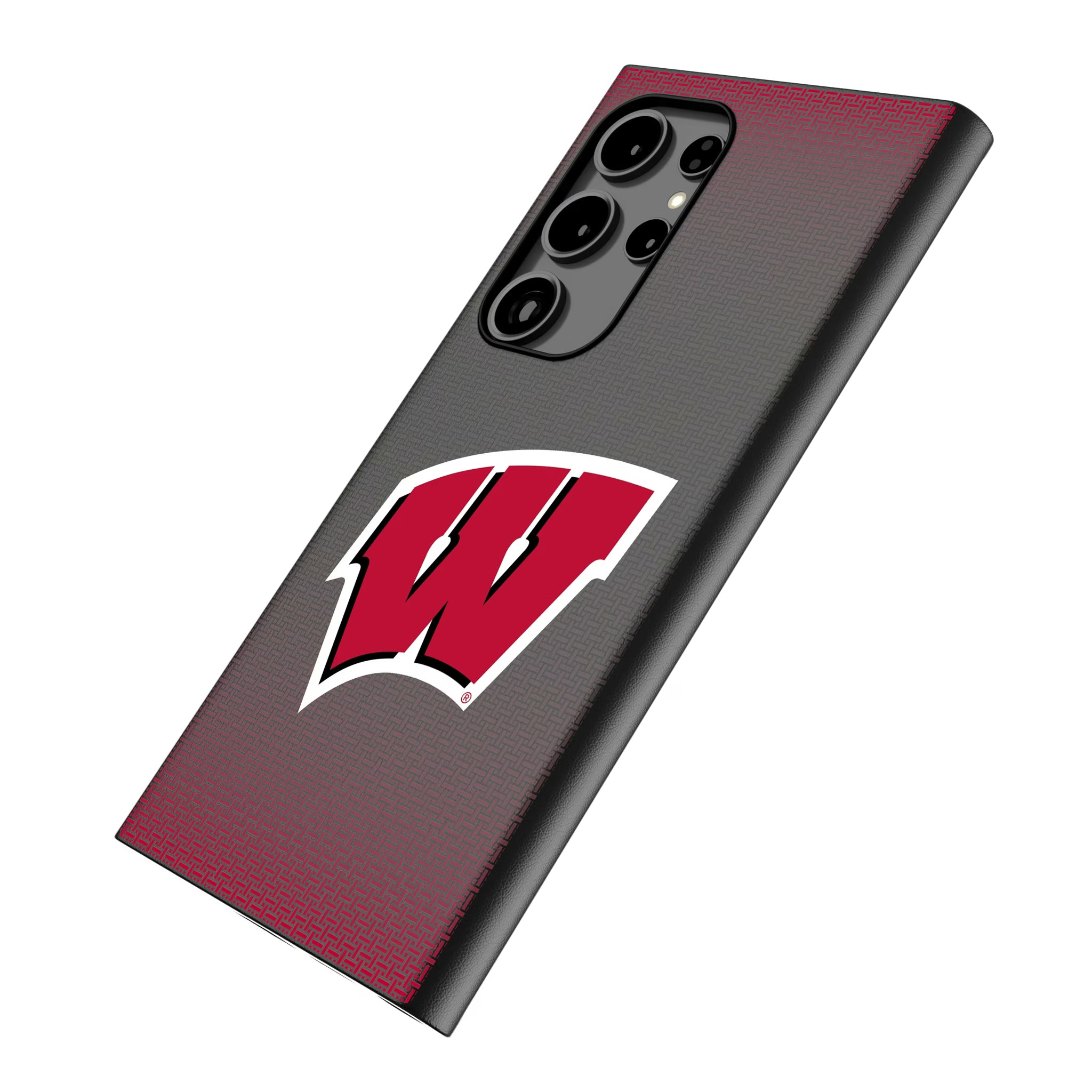 University of Wisconsin Badgers Linen Galaxy MagSafe Compatible Phone Case for Samsung Galaxy - Isometric View