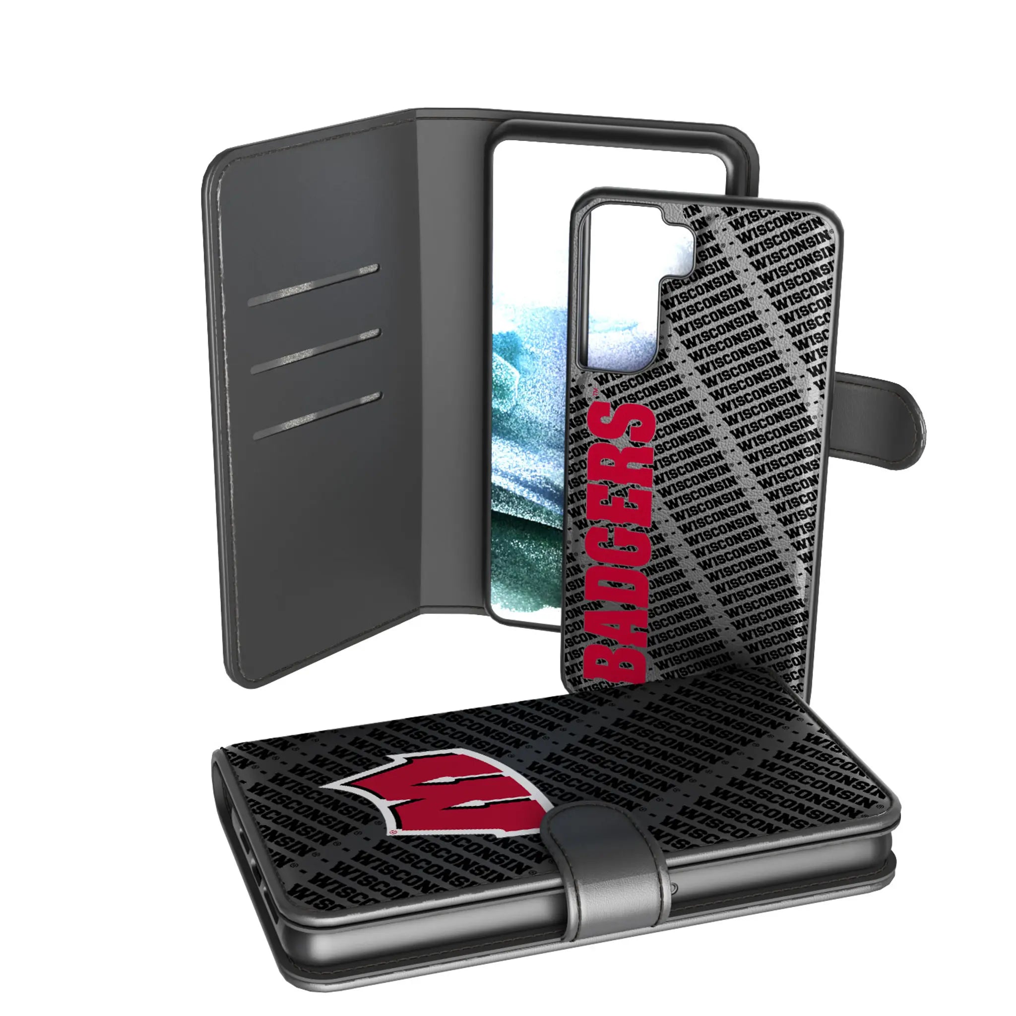 University of Wisconsin Badgers Monocolor Tilt Galaxy Wallet Phone Case for Samsung Galaxy