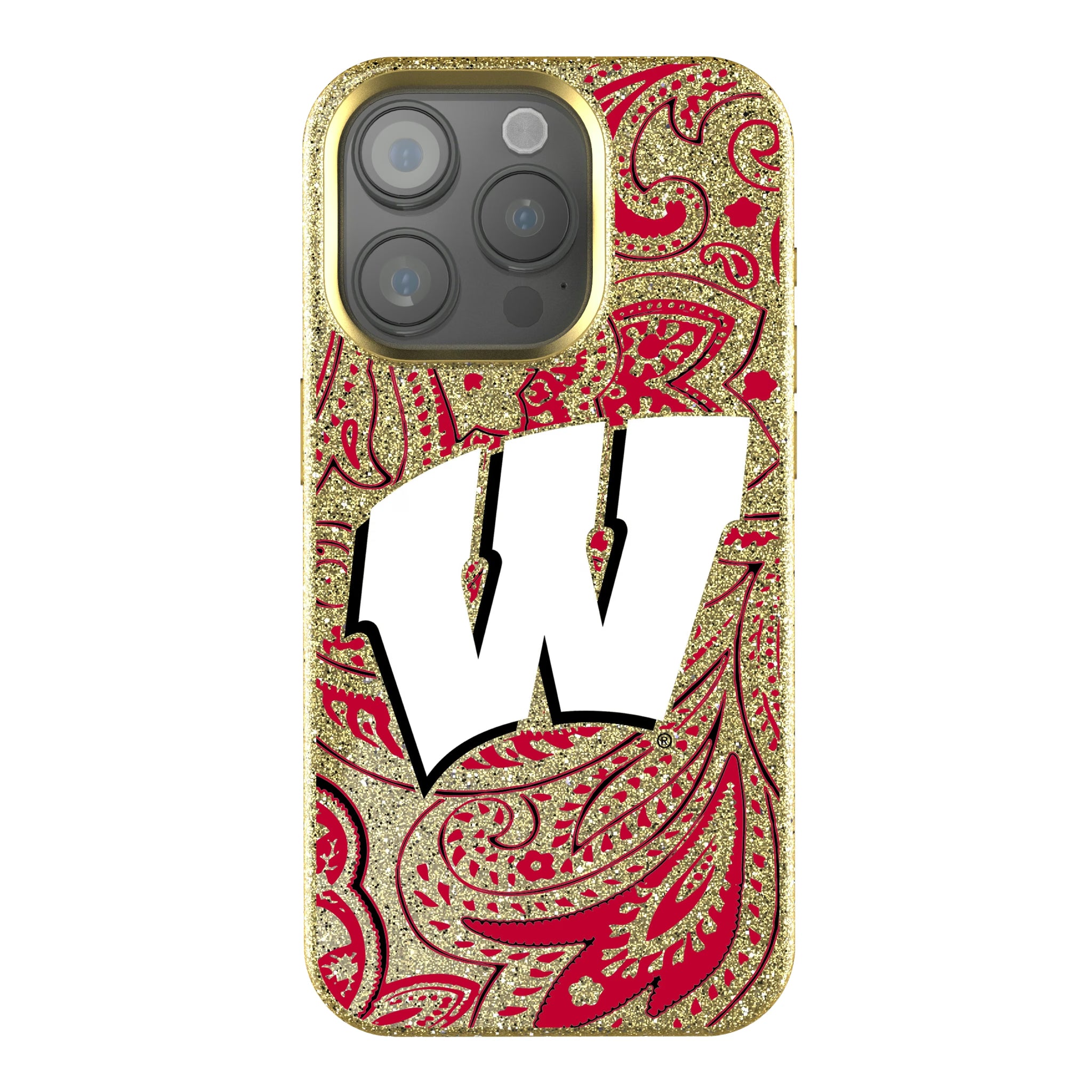 University of Wisconsin Badgers Paisley iPhone Bling Phone Case for Apple iPhone