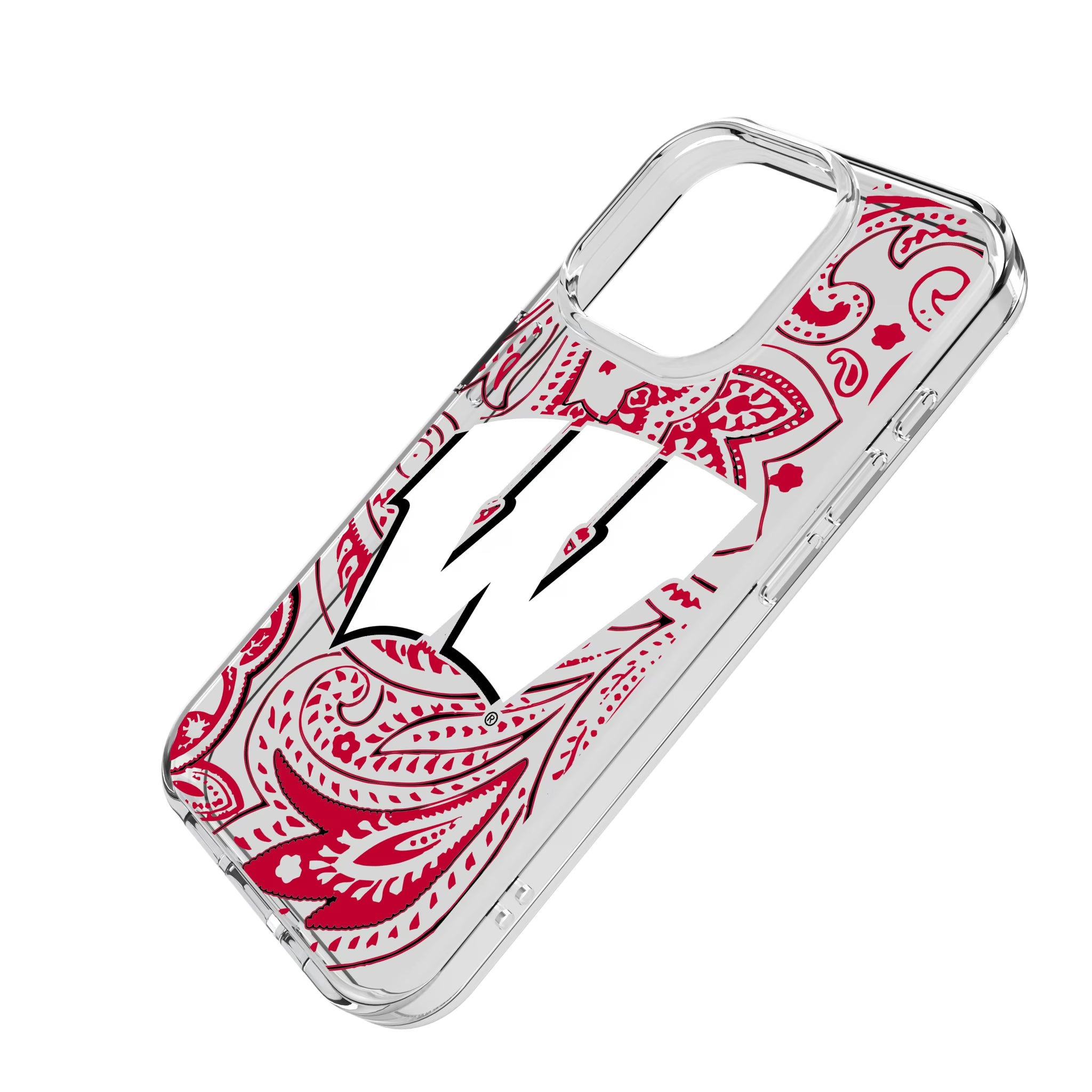 University of Wisconsin Badgers Paisley iPhone Clear Phone Case for Apple iPhone - Isometric View