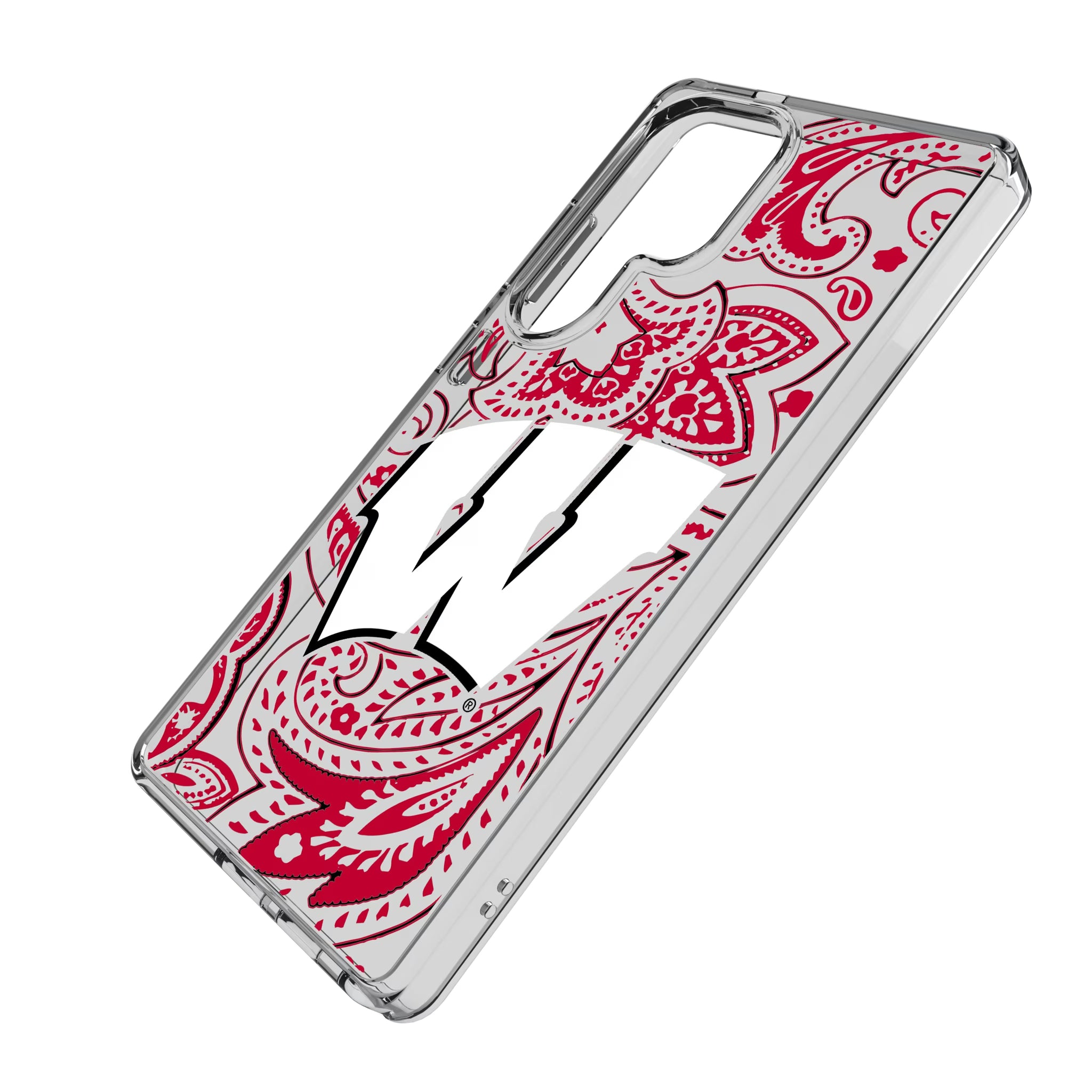University of Wisconsin Badgers Paisley Galaxy Clear Phone Case for Samsung Galaxy - Isometric View