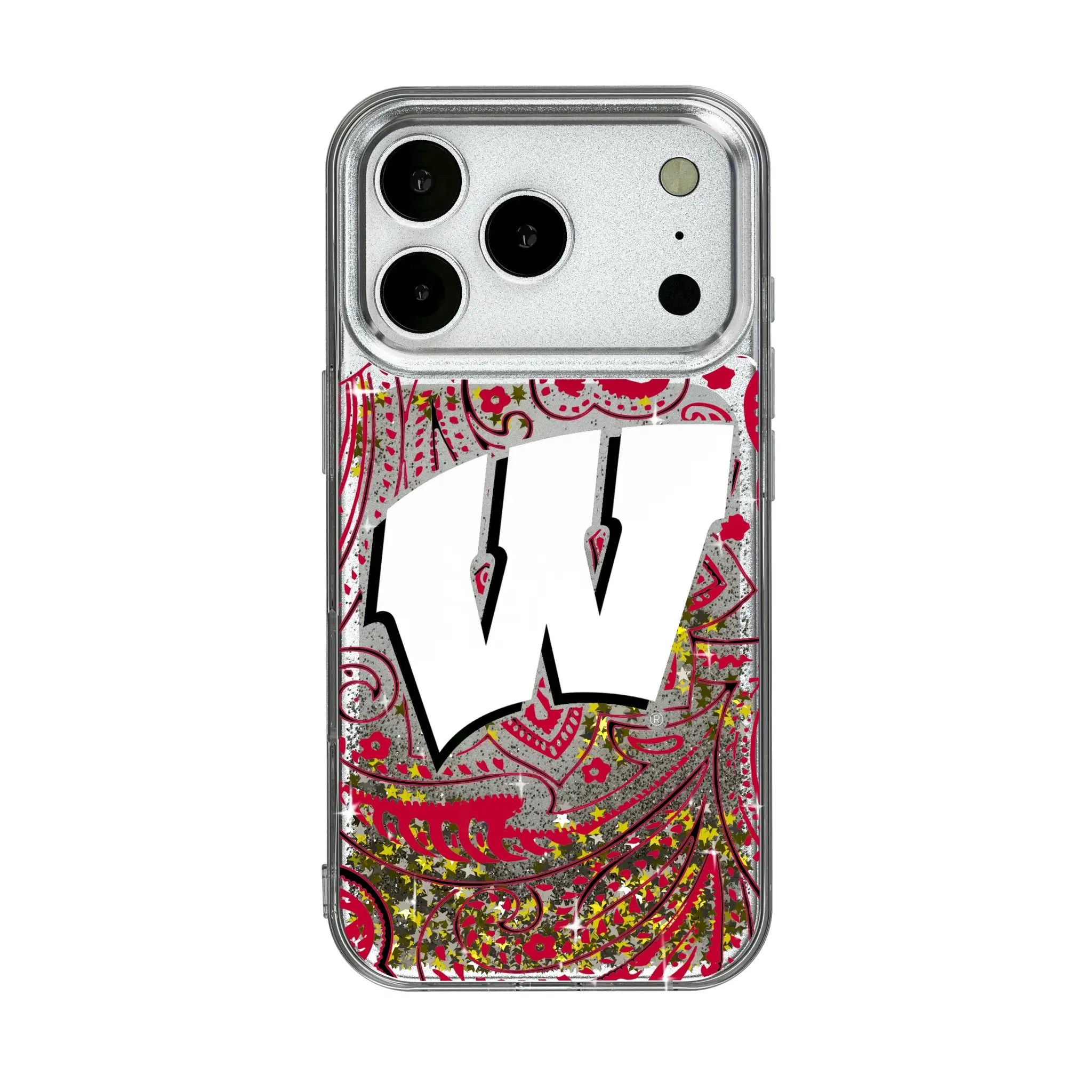 University of Wisconsin Badgers Paisley iPhone Glitter Phone Case for Apple iPhone