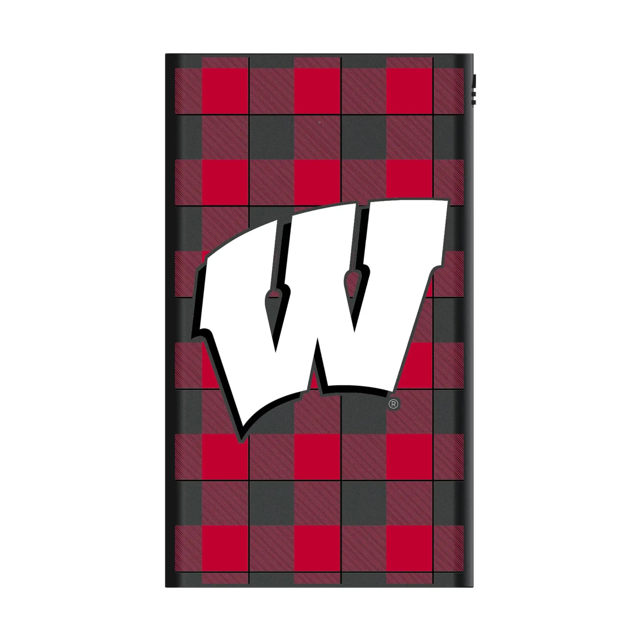 University of Wisconsin Badgers Plaid 5000mAh Flat Power Bank