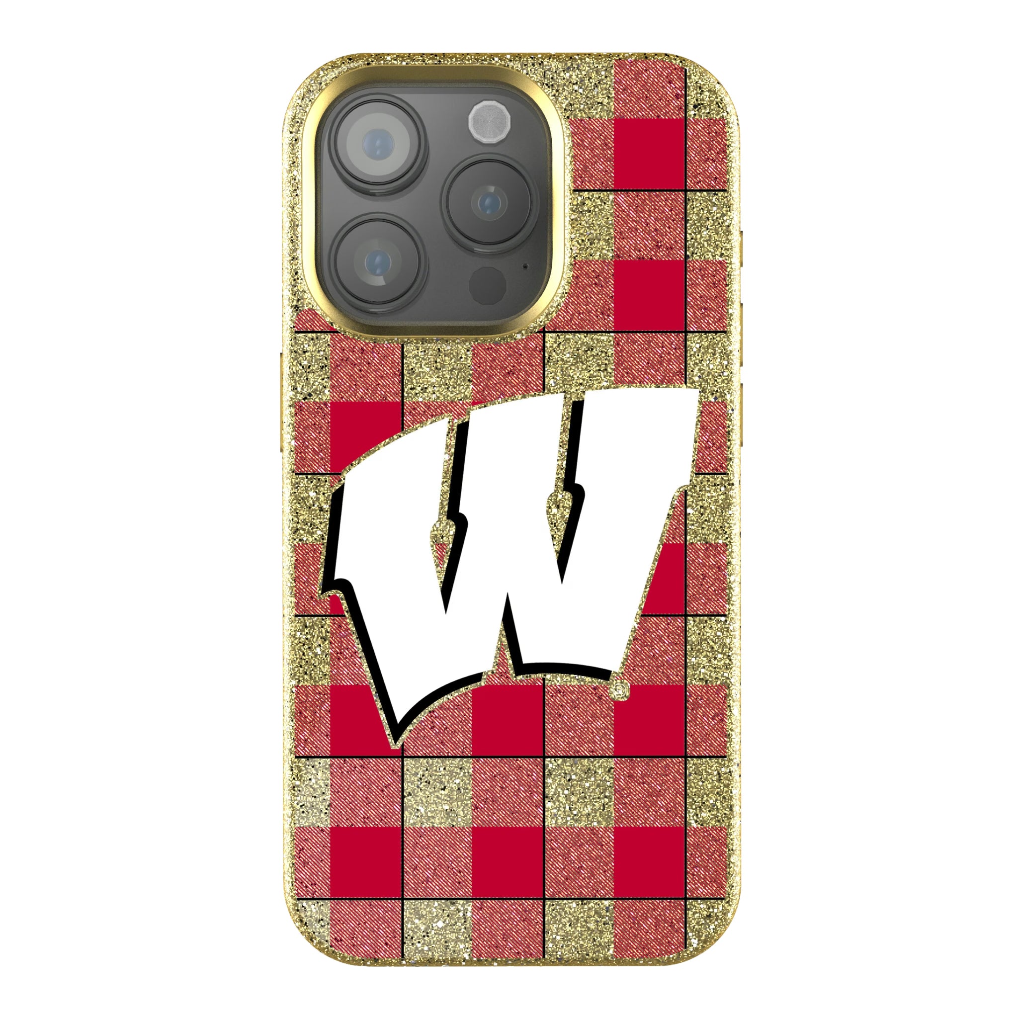 University of Wisconsin Badgers Plaid iPhone Bling Phone Case for Apple iPhone