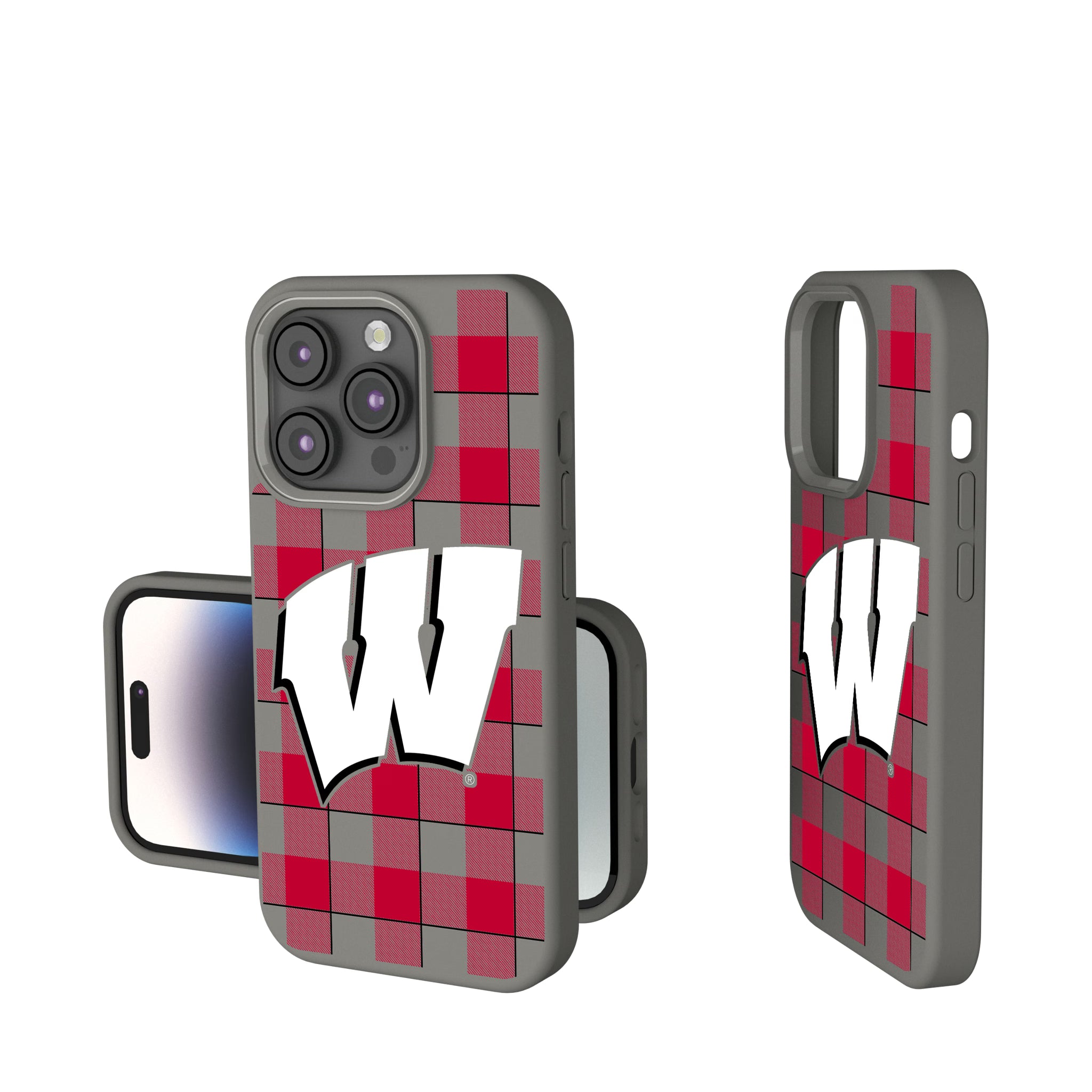University of Wisconsin Badgers Plaid iPhone Soft Touch Phone Case for Apple iPhone