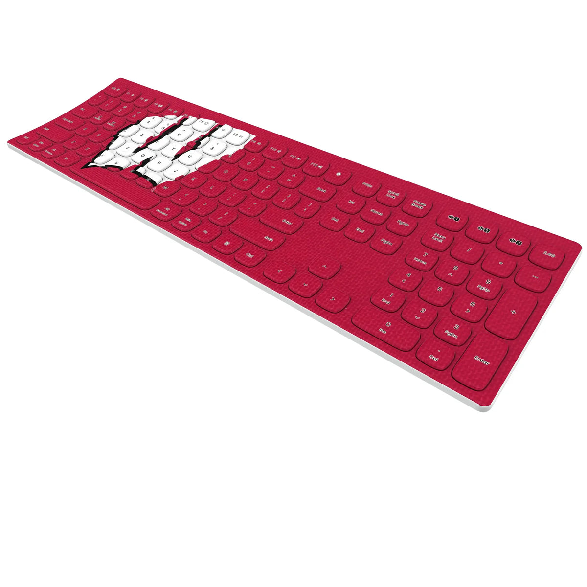 University of Wisconsin Badgers Solid KKB605 Curved Wireless Keyboard - Isometric View