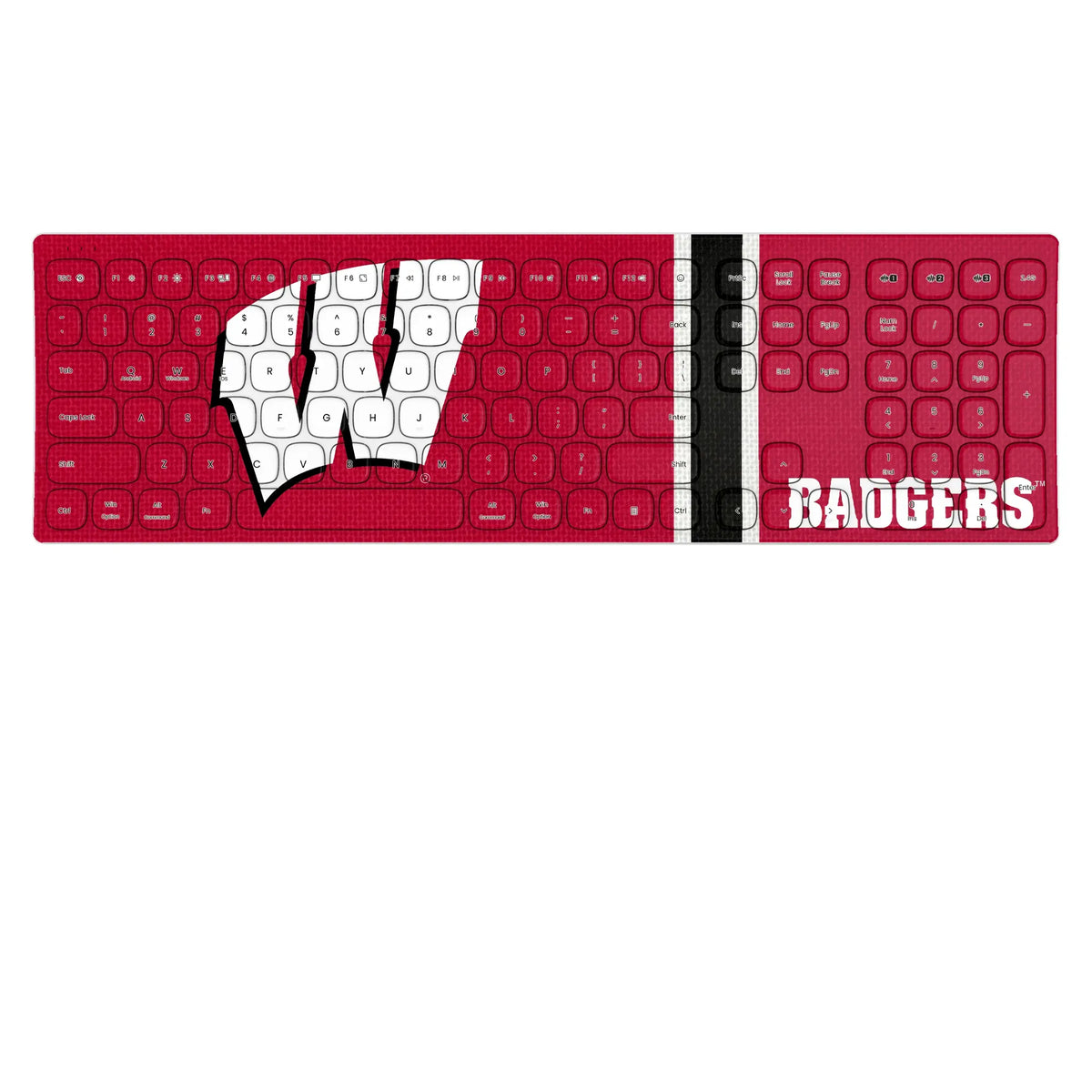 University of Wisconsin Badgers Stripe KKB605 Curved Wireless Keyboard