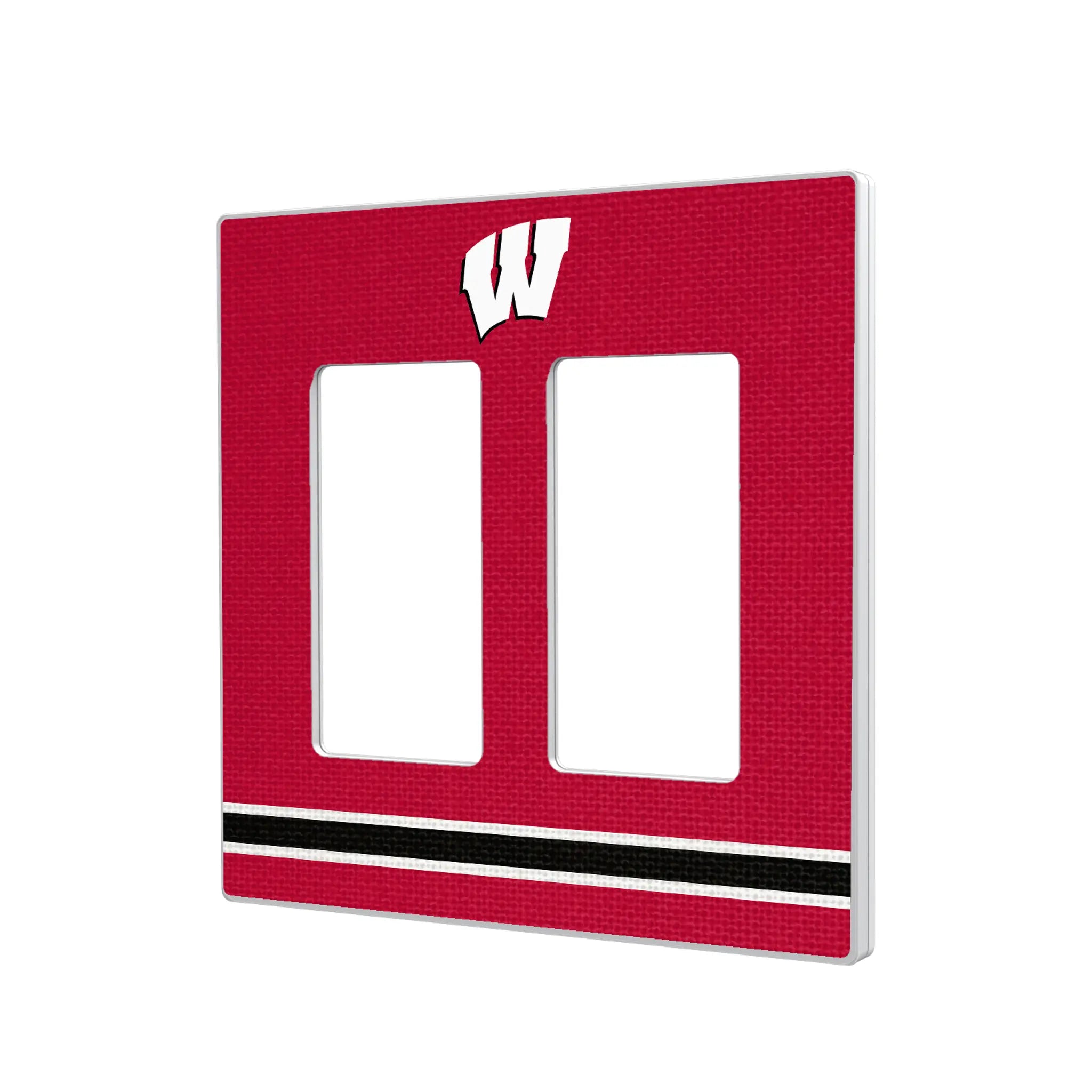 University of Wisconsin Badgers Stripe Hidden-Screw Light Switch Plate#Style_Double Rocker