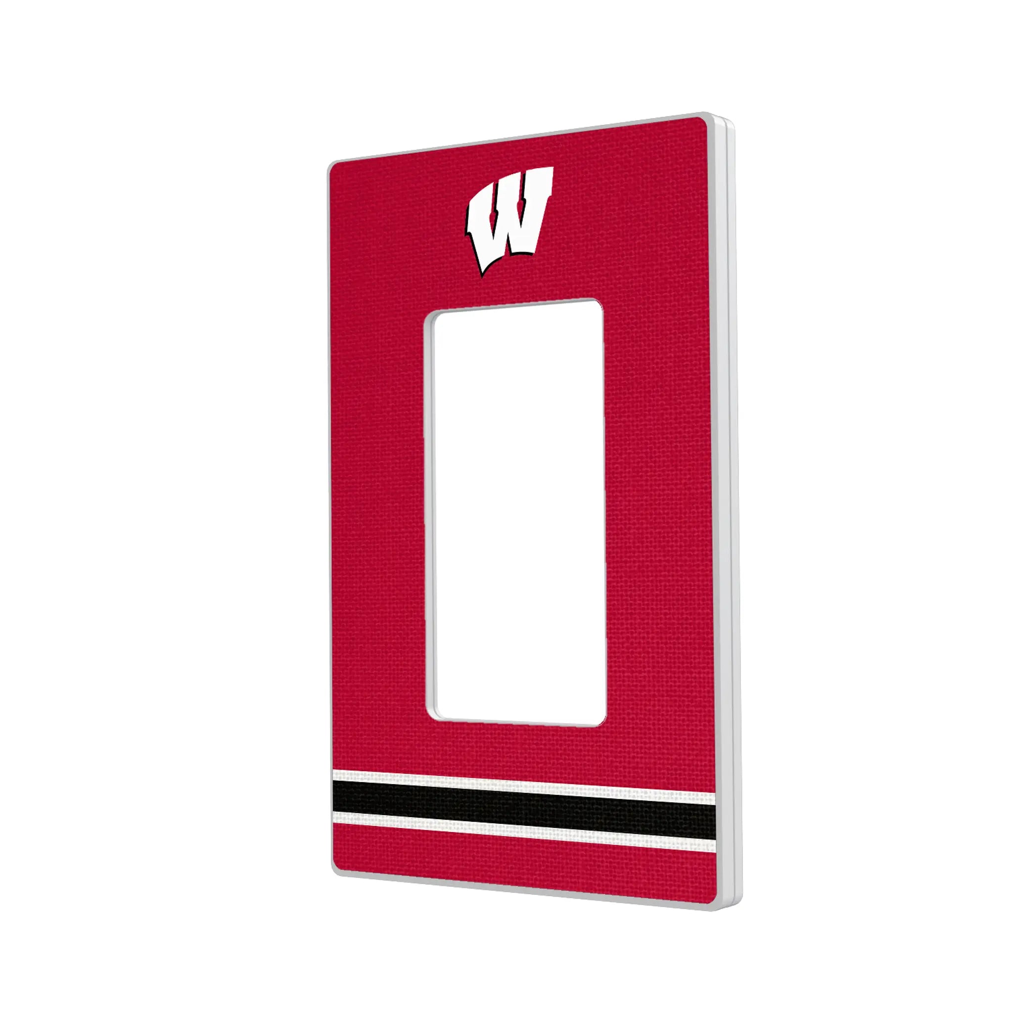 University of Wisconsin Badgers Stripe Hidden-Screw Light Switch Plate#Style_Single Rocker