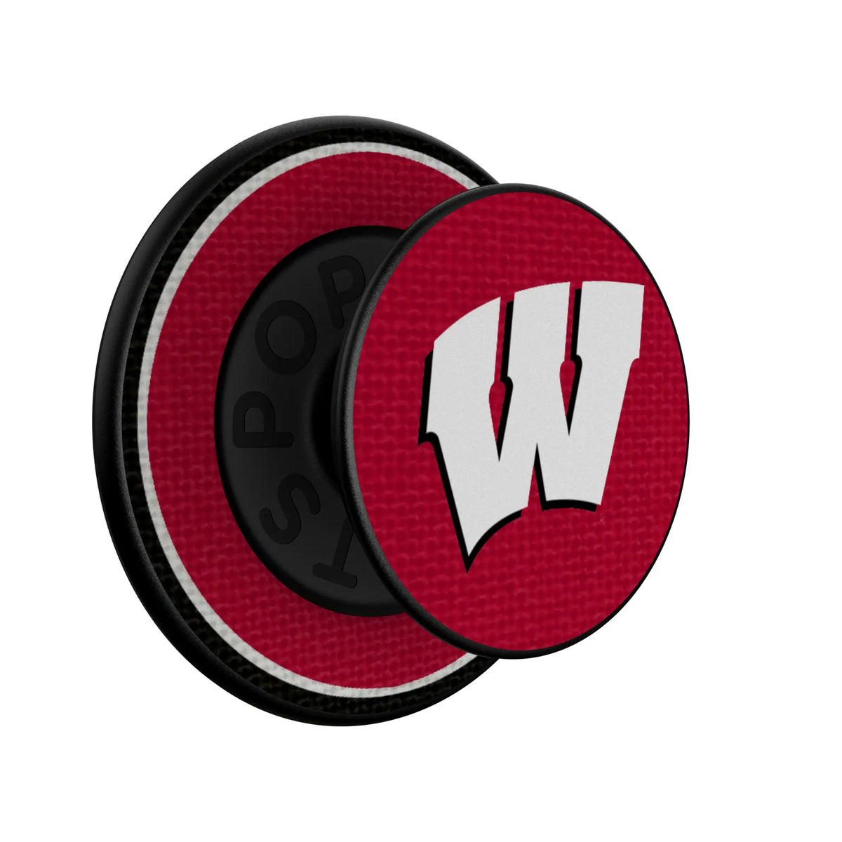 University of Wisconsin Badgers Stripe Popsockets Round Magnetic - Isometric View