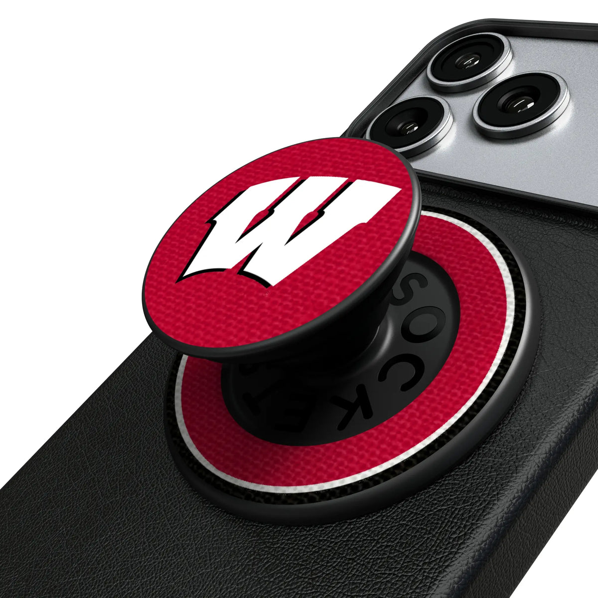 University of Wisconsin Badgers Stripe Popsockets Round Magnetic