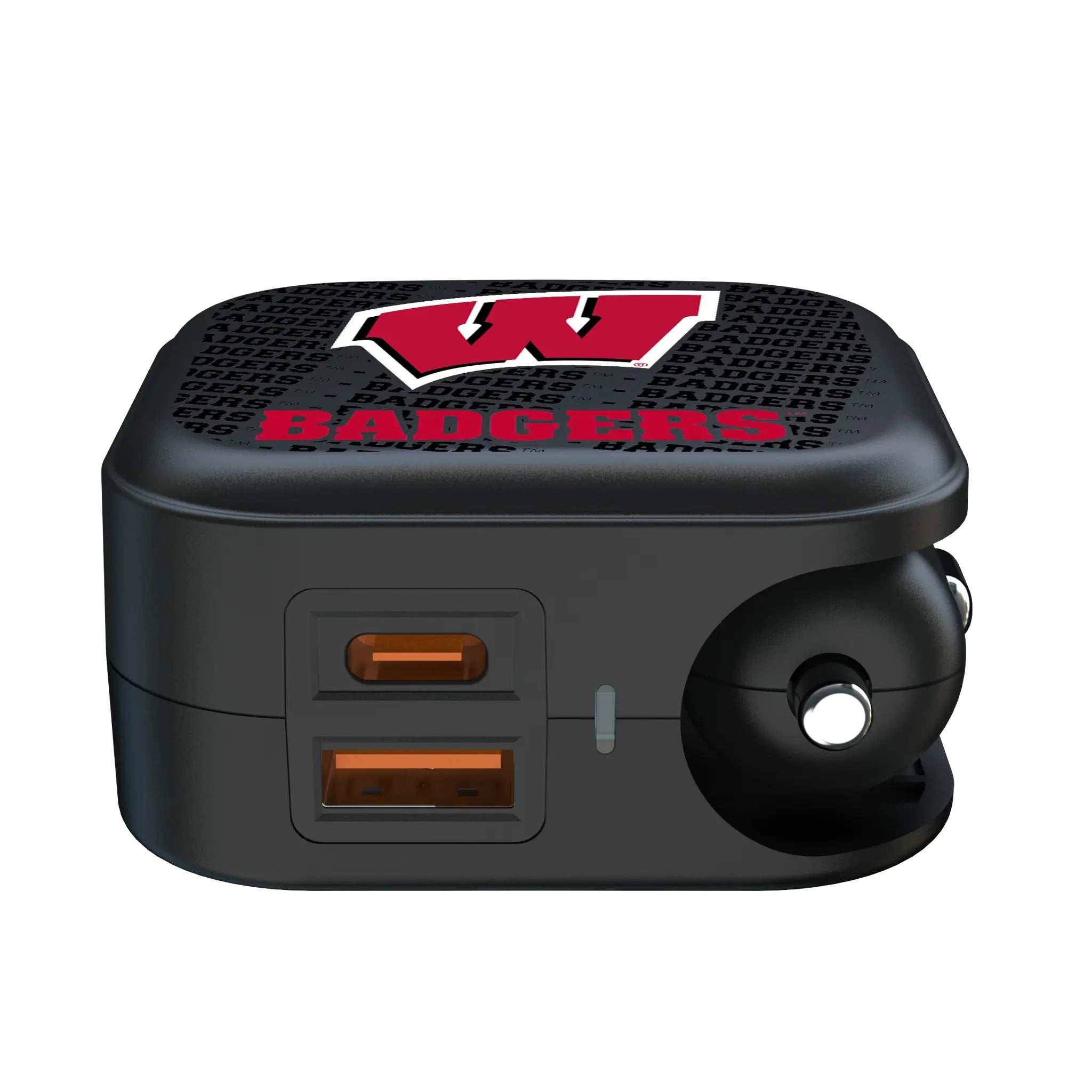 University of Wisconsin Badgers Text Backdrop 2 in 1 USB A/C Charger