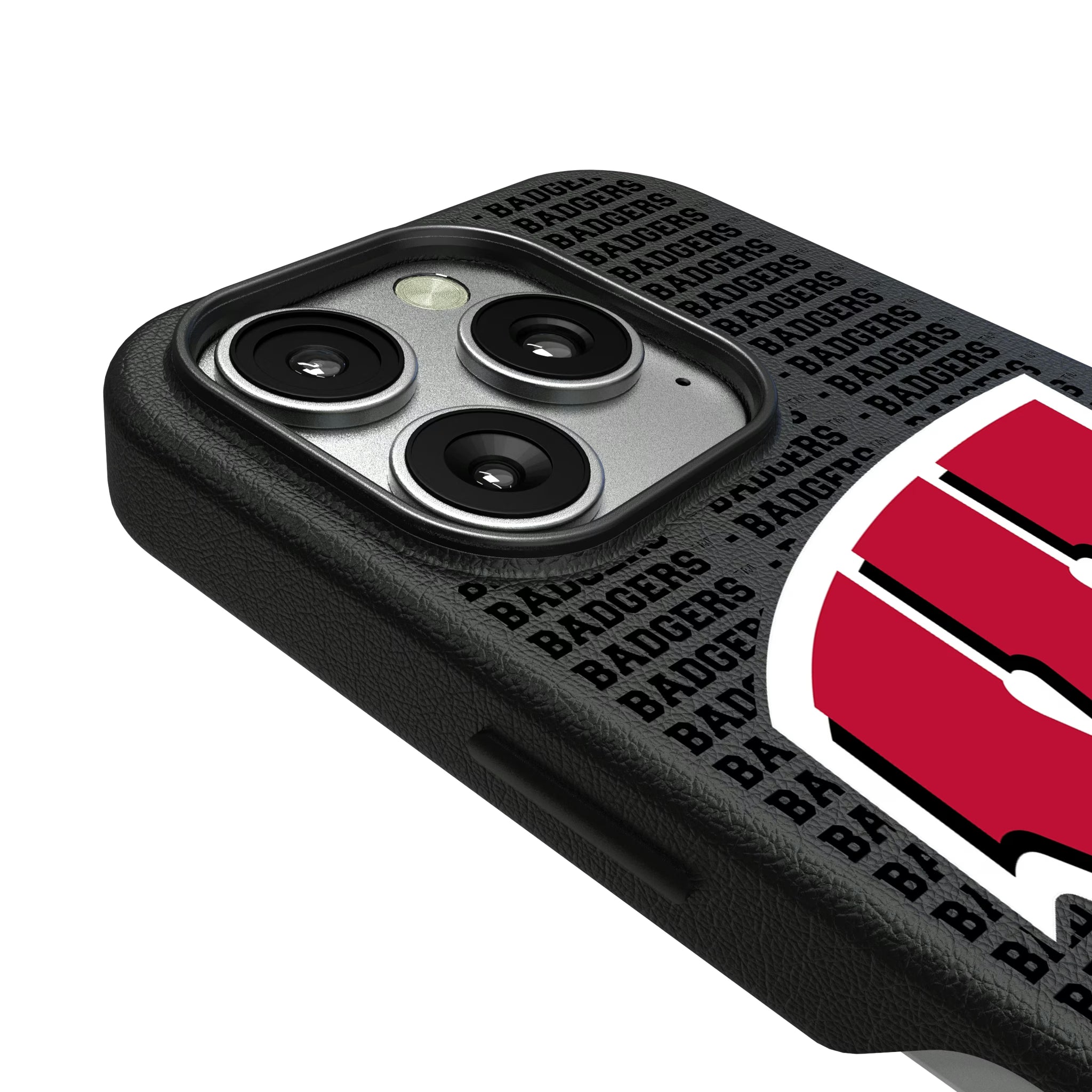 University of Wisconsin Badgers Text Backdrop iPhone MagSafe Compatible Phone Case for Apple iPhone - Detail