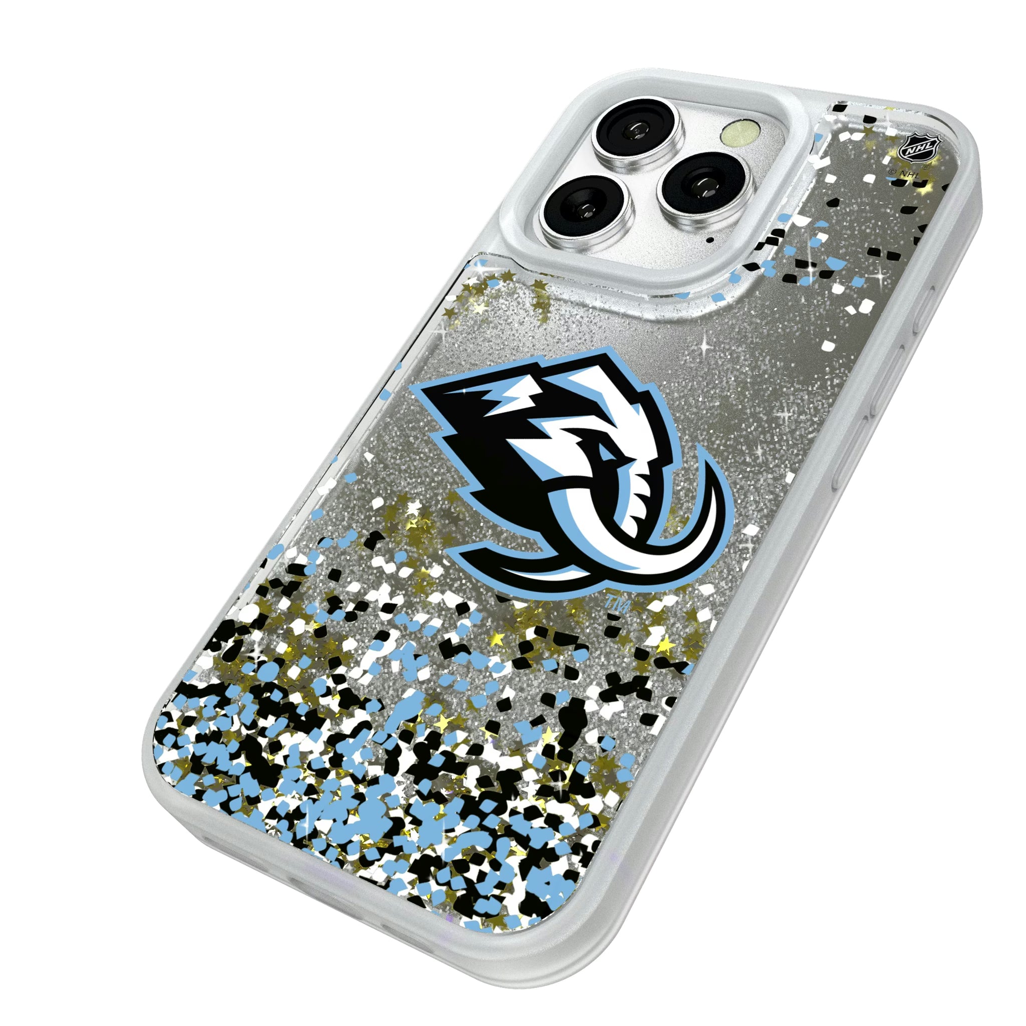 Utah Mammoth Confetti iPhone Glitter Phone Case for Apple iPhone - Isometric View#Device_iPhone 16 Pro