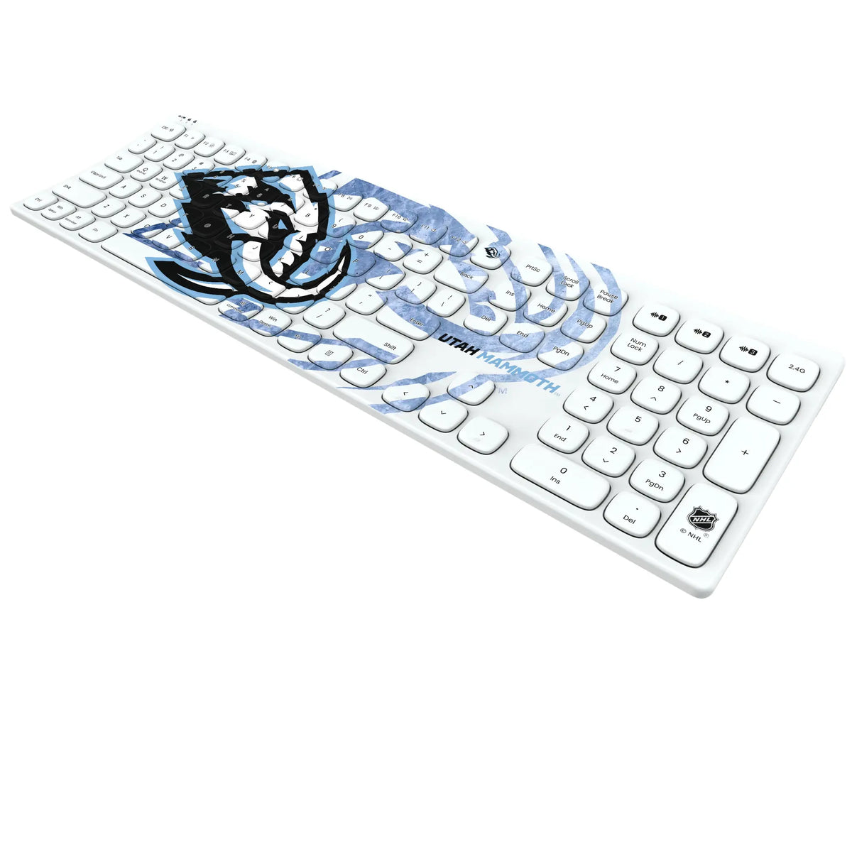 Utah Mammoth Ice Tilt KKB605 Curved Wireless Keyboard - Isometric View
