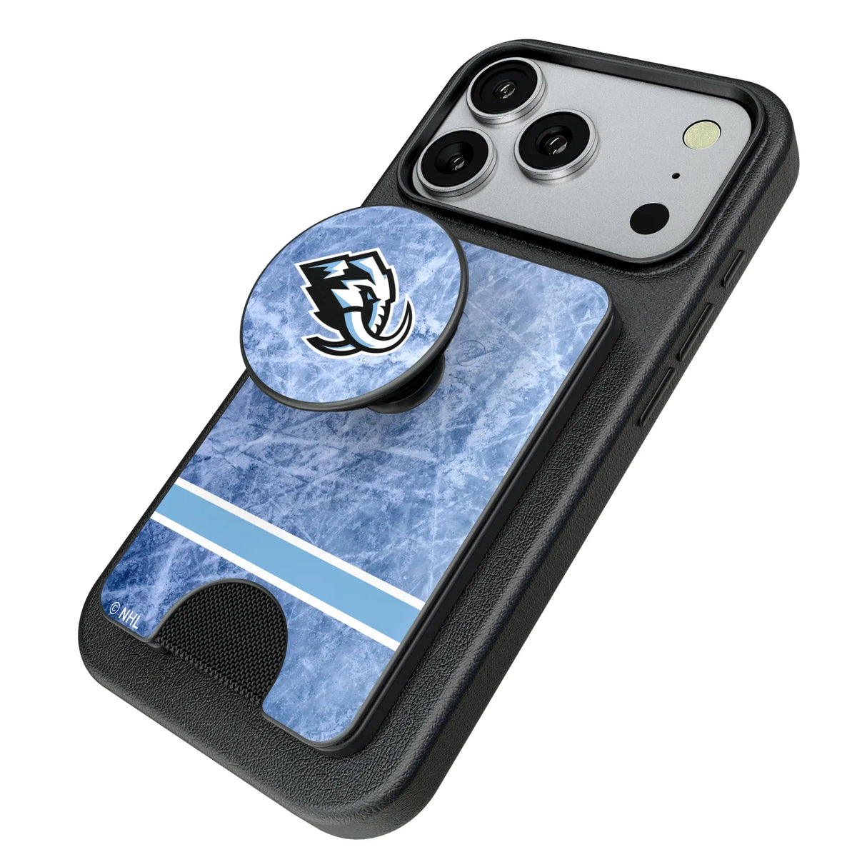 Utah Mammoth Ice Wordmark Popsockets Wallet Magnetic - Isometric View