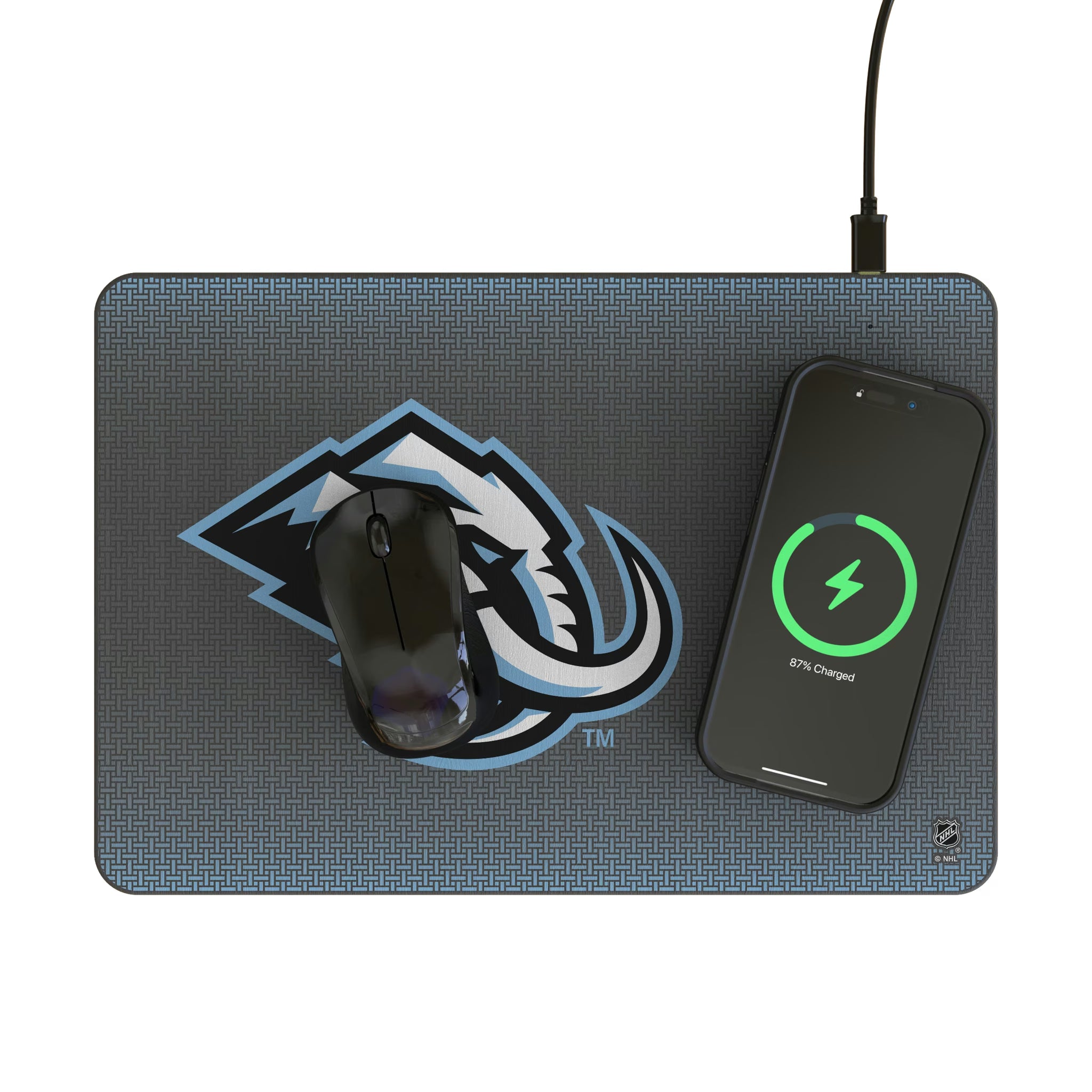 Utah Mammoth Linen 15-Watt Wireless Charger and Mouse Pad - Lifestyle