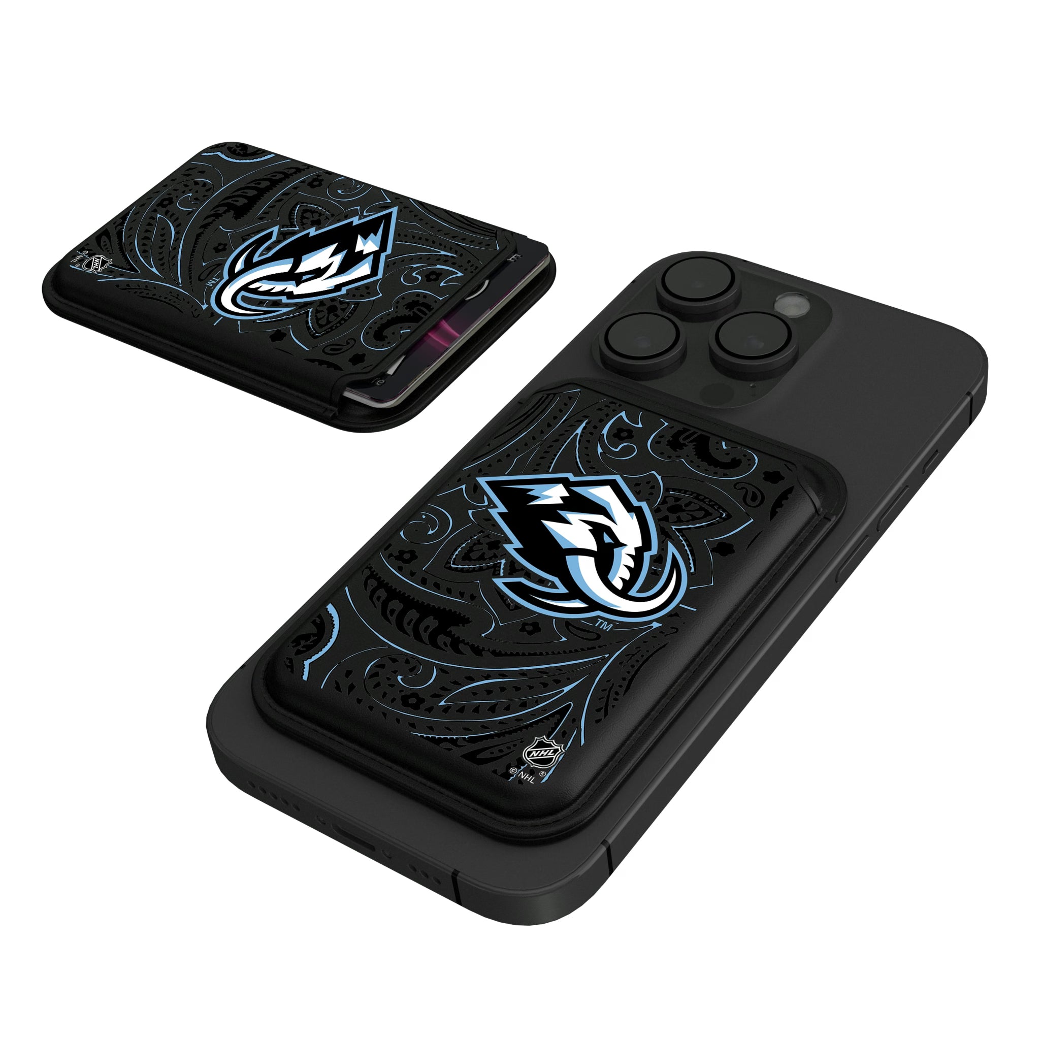 Utah Mammoth Paisley Black Magnetic Credit Card Wallet