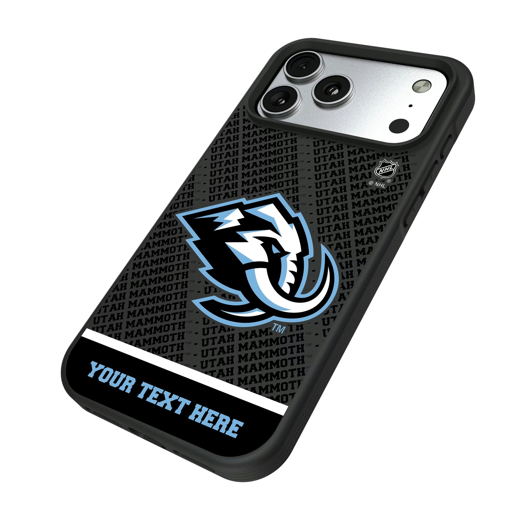 Utah Mammoth Personalized EndZone Plus iPhone Bump Phone Case for Apple iPhone - Isometric View#Device_iPhone 17 Pro Max