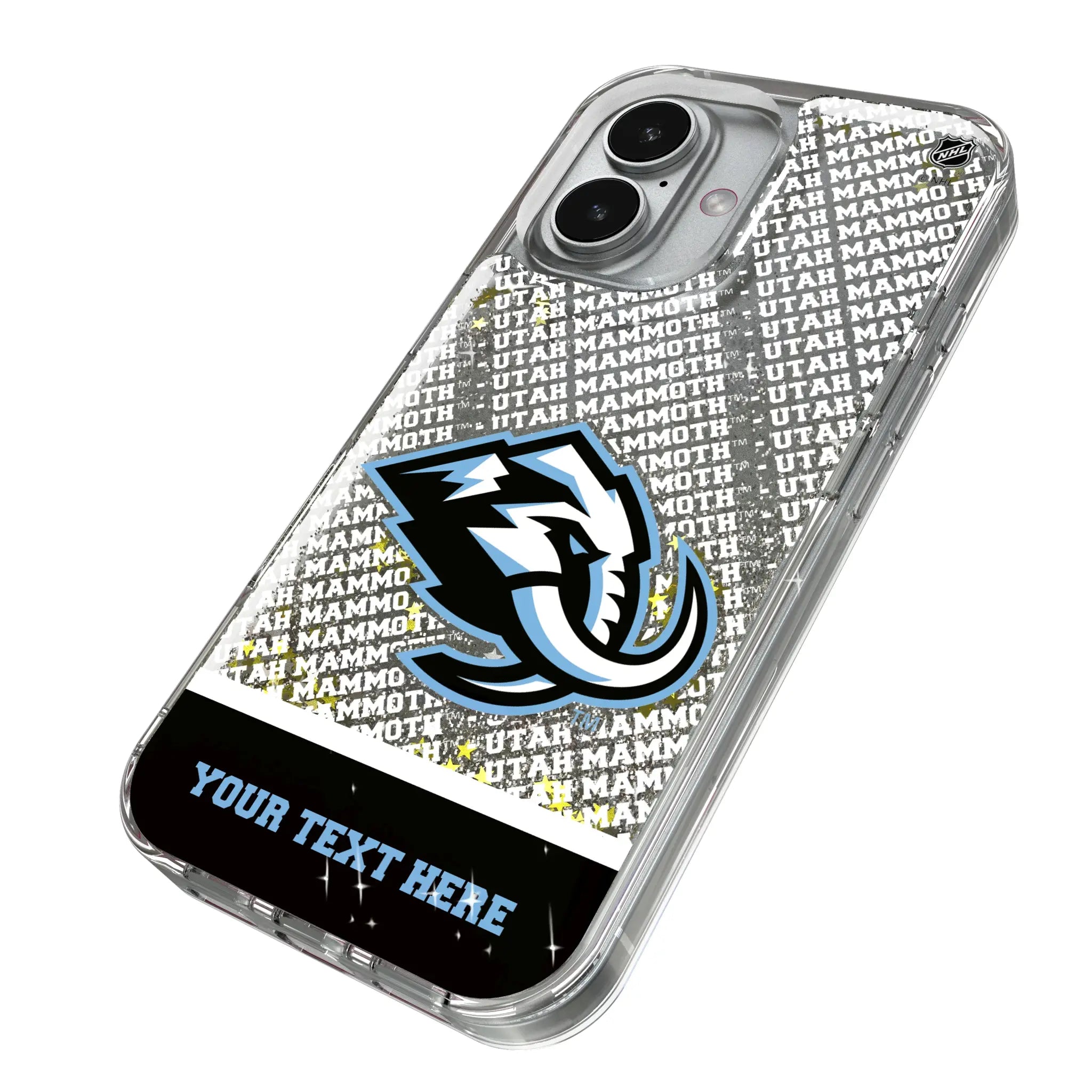 Utah Mammoth Personalized EndZone Plus iPhone Glitter Phone Case for Apple iPhone - Isometric View