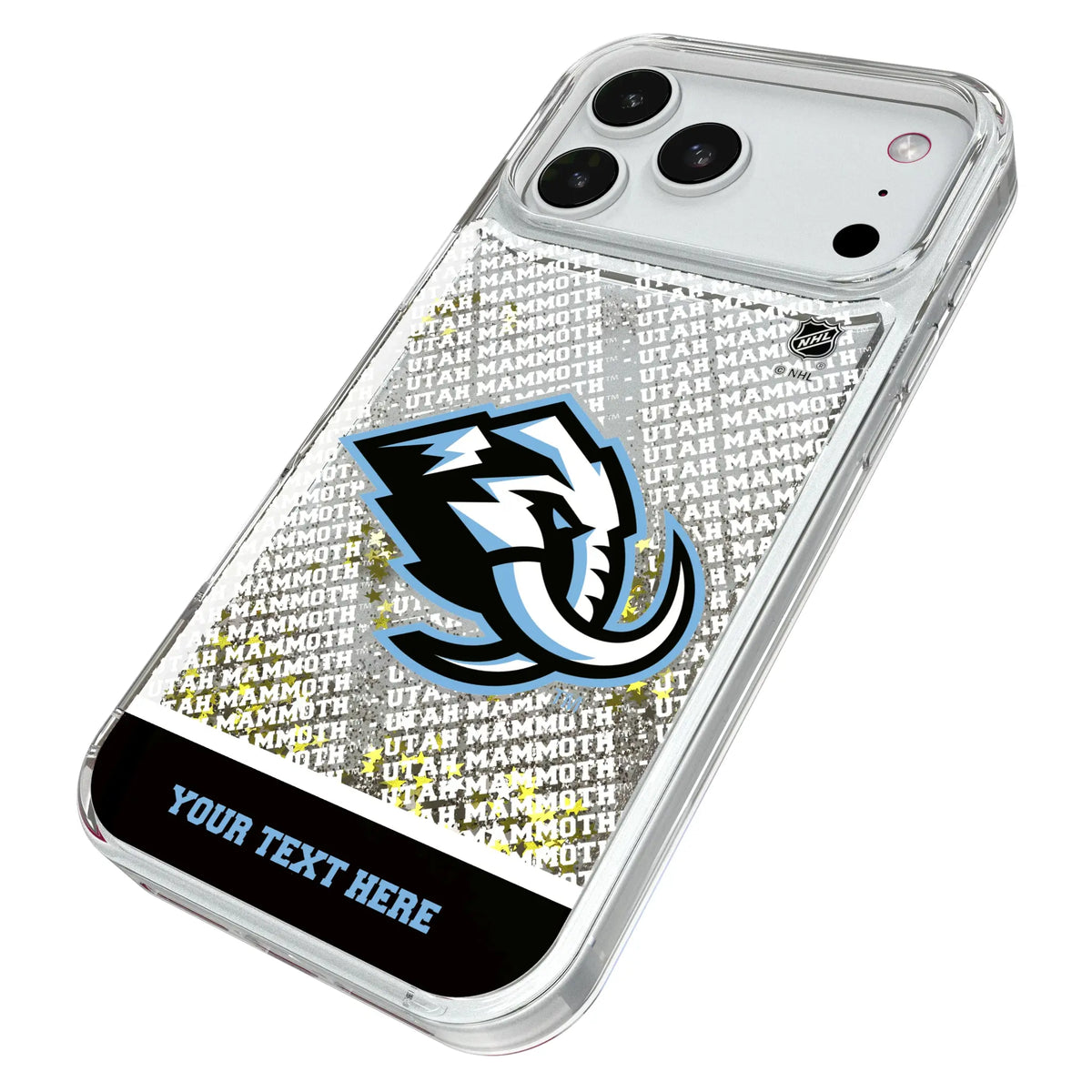 Utah Mammoth Personalized EndZone Plus iPhone Glitter Phone Case for Apple iPhone - Isometric View#Device_iPhone 18 Pro Max