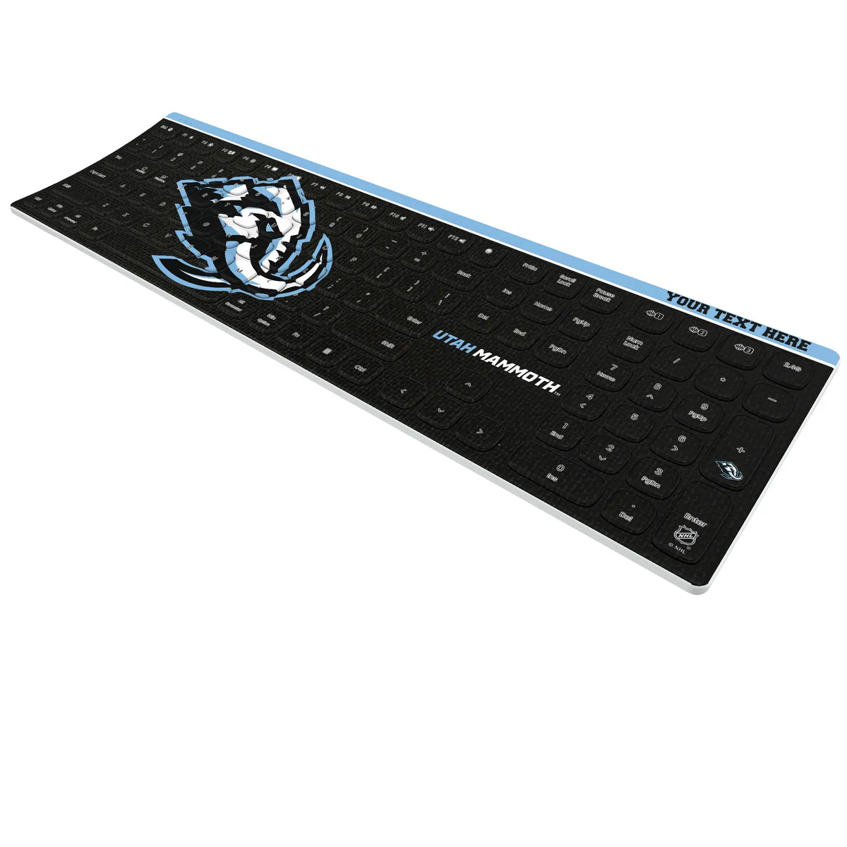 Utah Mammoth Personalized Endzone Solid KKB605 Curved Wireless Keyboard - Isometric View