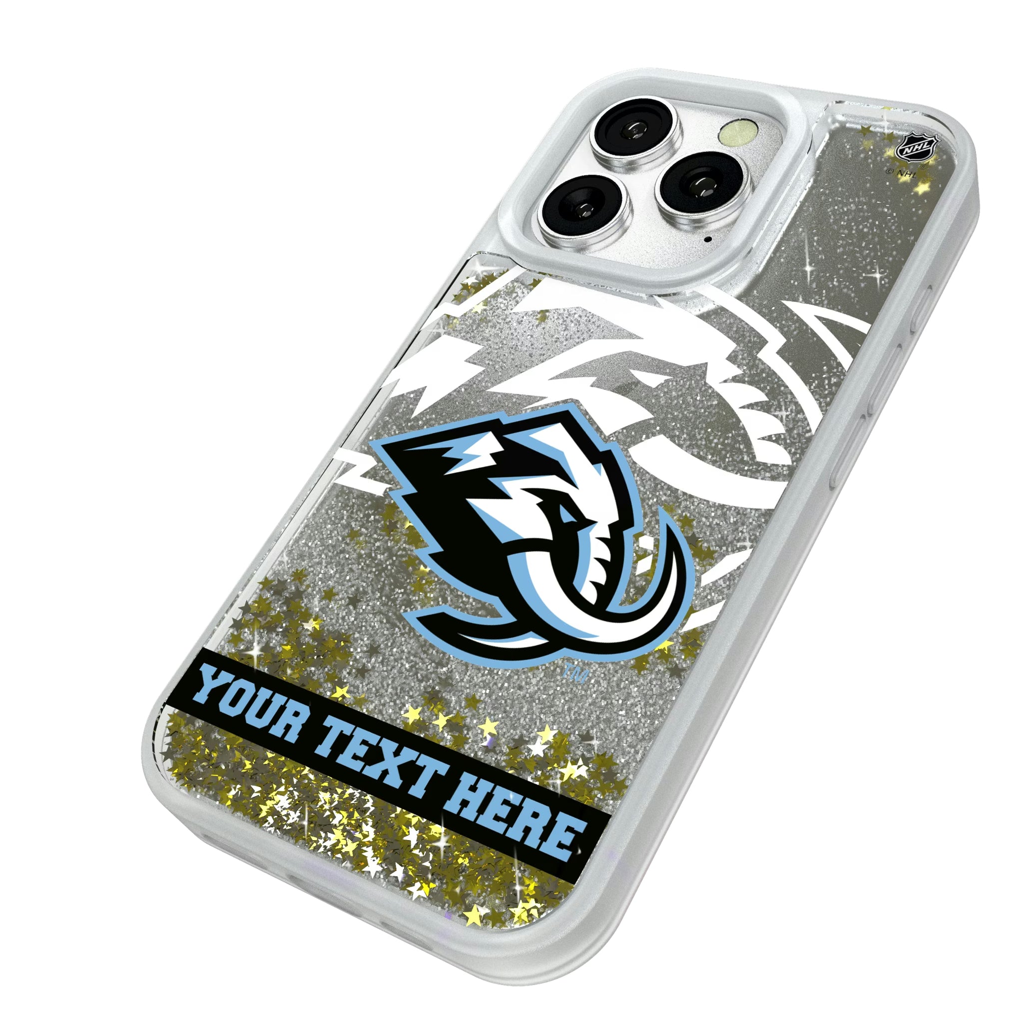 Utah Mammoth Personalized Tilt iPhone Glitter Phone Case for Apple iPhone - Isometric View#Device_iPhone 16 Pro
