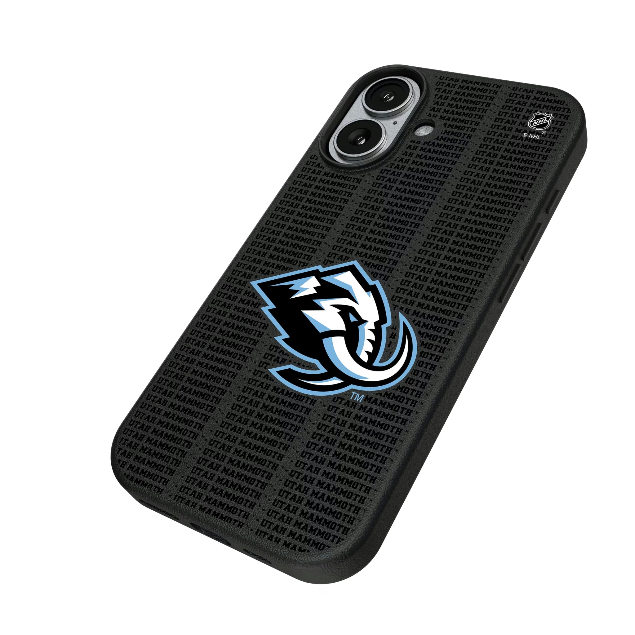 Utah Mammoth Text Backdrop iPhone MagSafe Compatible Phone Case for Apple iPhone - Isometric View#Device_iPhone 17