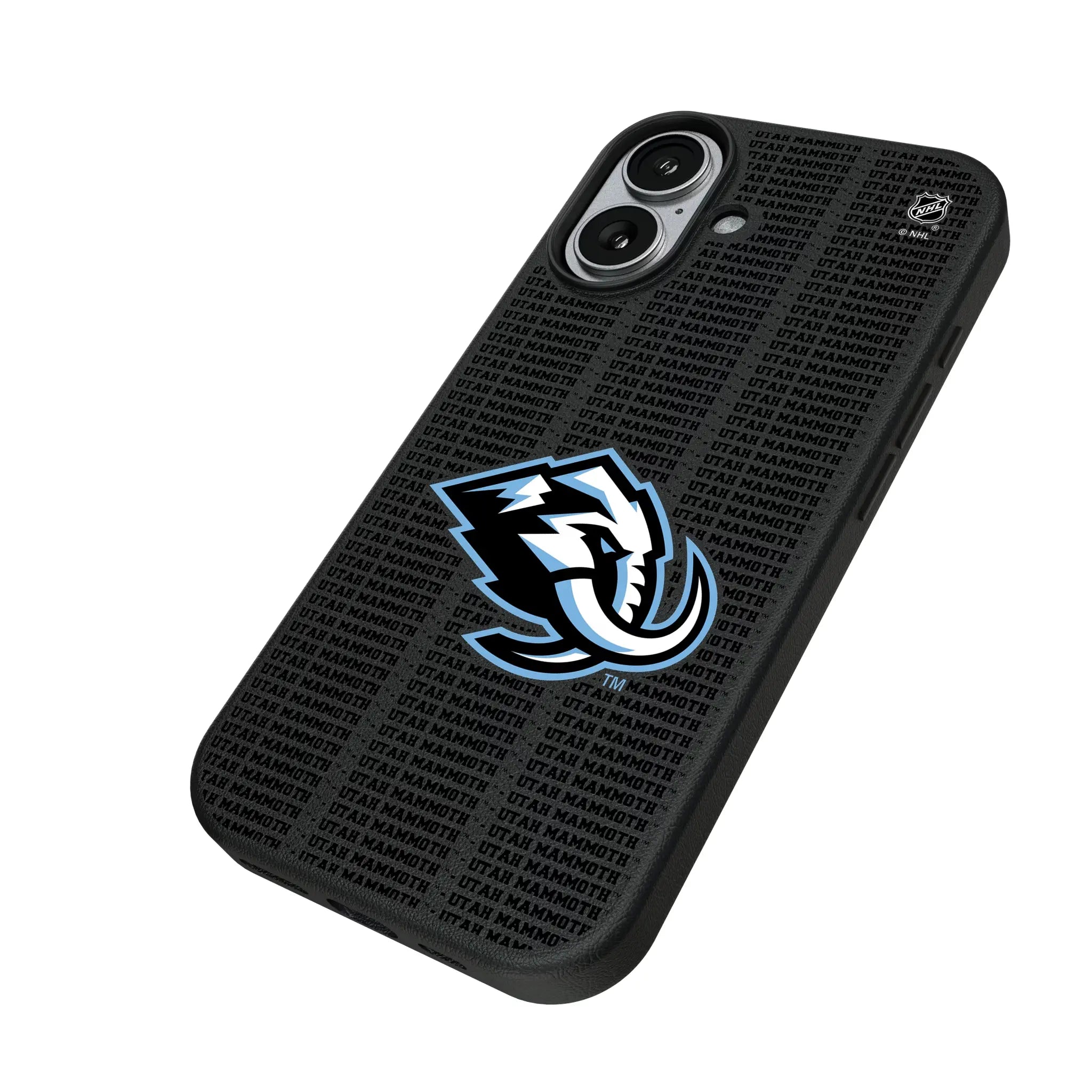 Utah Mammoth Text Backdrop iPhone MagSafe Compatible Phone Case for Apple iPhone - Isometric View#Device_iPhone 17