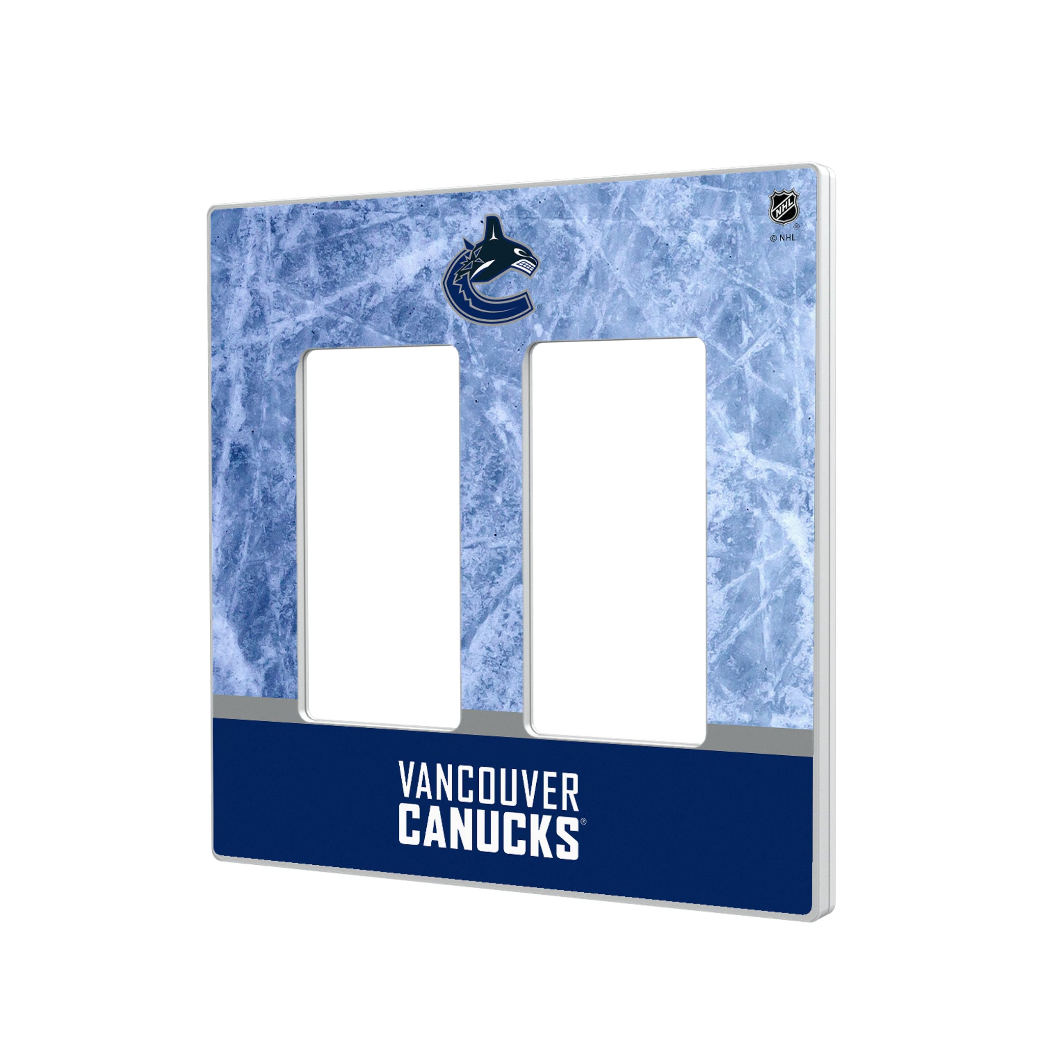 Vancouver Canucks Ice Wordmark Hidden-Screw Light Switch Plate#Style_Double Rocker