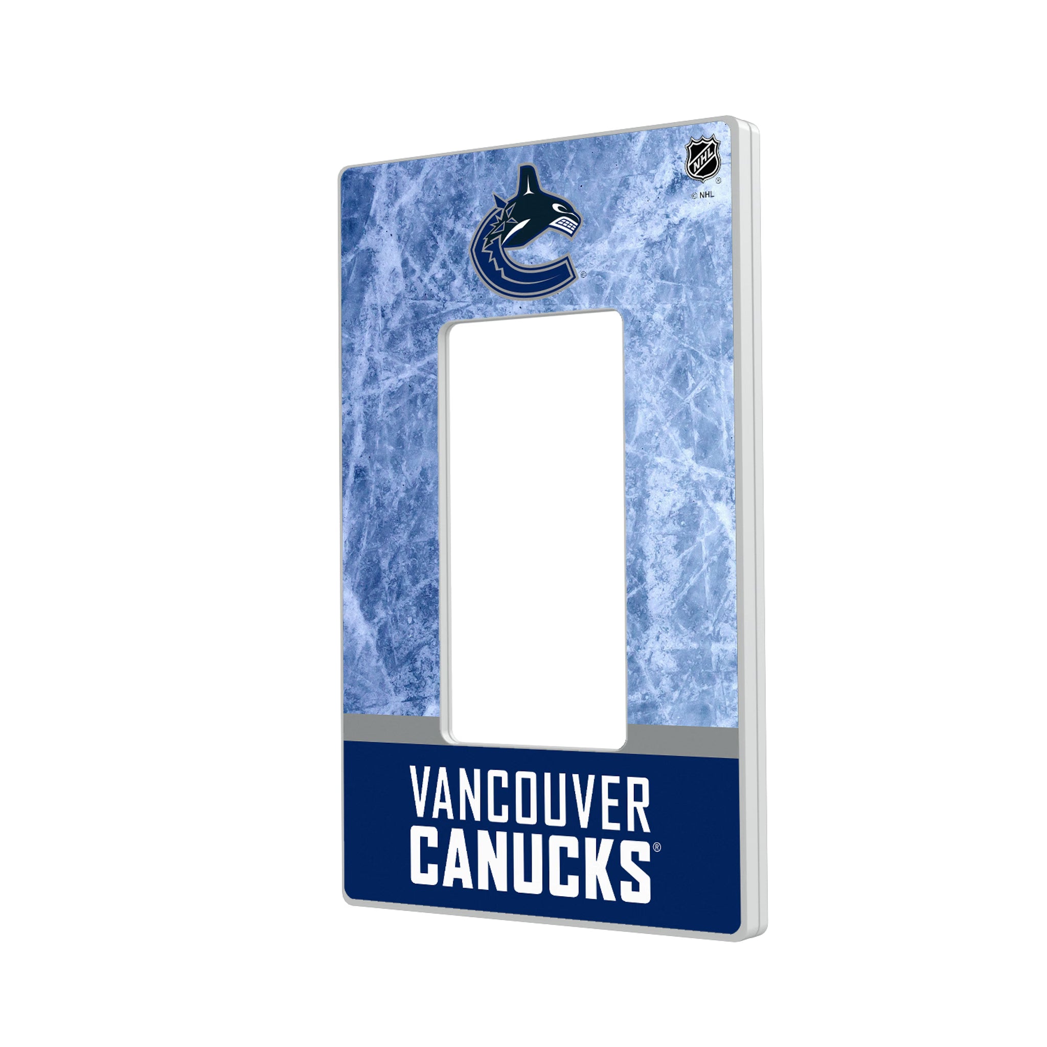 Vancouver Canucks Ice Wordmark Hidden-Screw Light Switch Plate#Style_Single Rocker