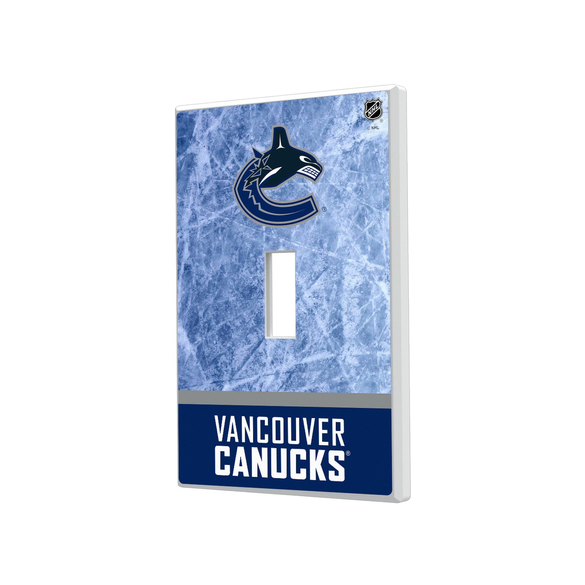 Vancouver Canucks Ice Wordmark Hidden-Screw Light Switch Plate#Style_Single Toggle