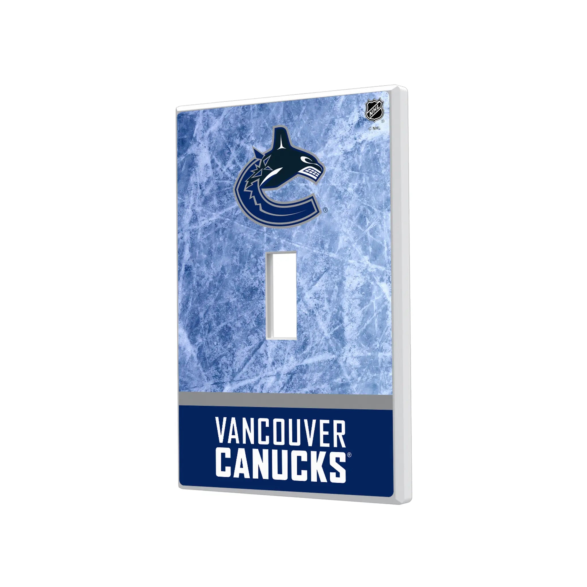 Vancouver Canucks Ice Wordmark Hidden-Screw Light Switch Plate#Style_Single Toggle