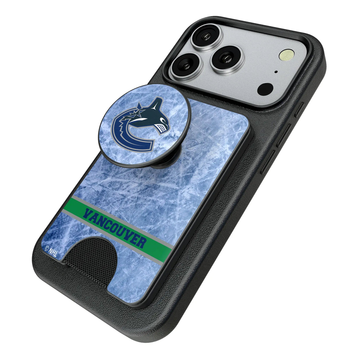 Vancouver Canucks Ice Wordmark Popsockets Wallet Magnetic - Isometric View