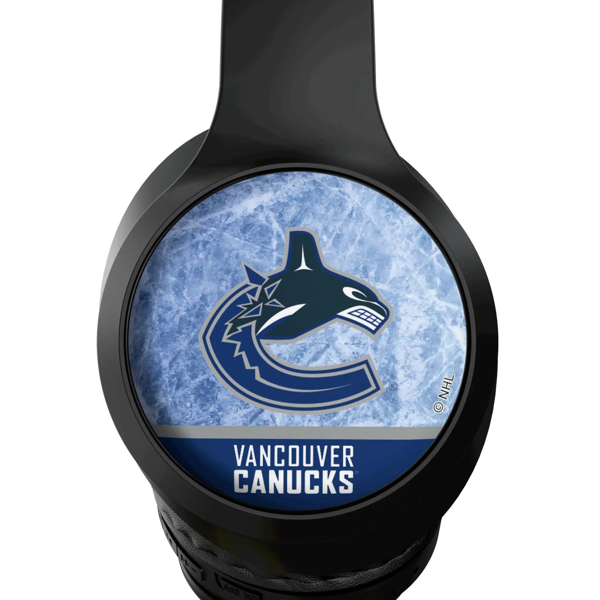 Vancouver Canucks Ice Wordmark Wireless Over-Ear Headphones With Case - Detail
