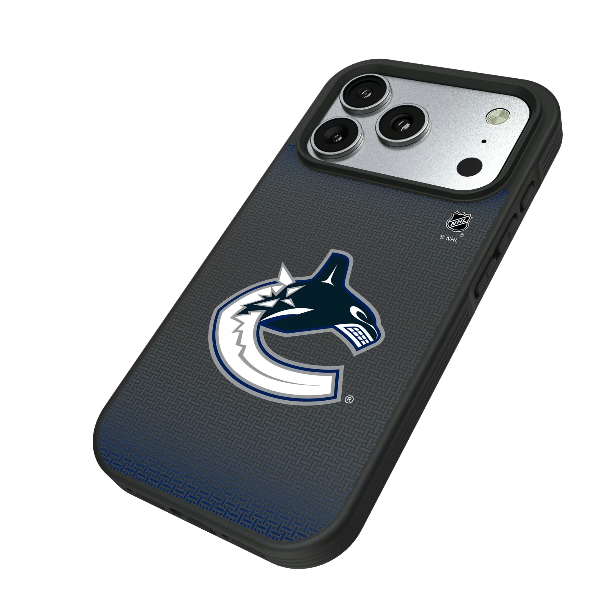 Vancouver Canucks Linen iPhone Bump Phone Case for Apple iPhone - Isometric View#Device_iPhone 17 Pro