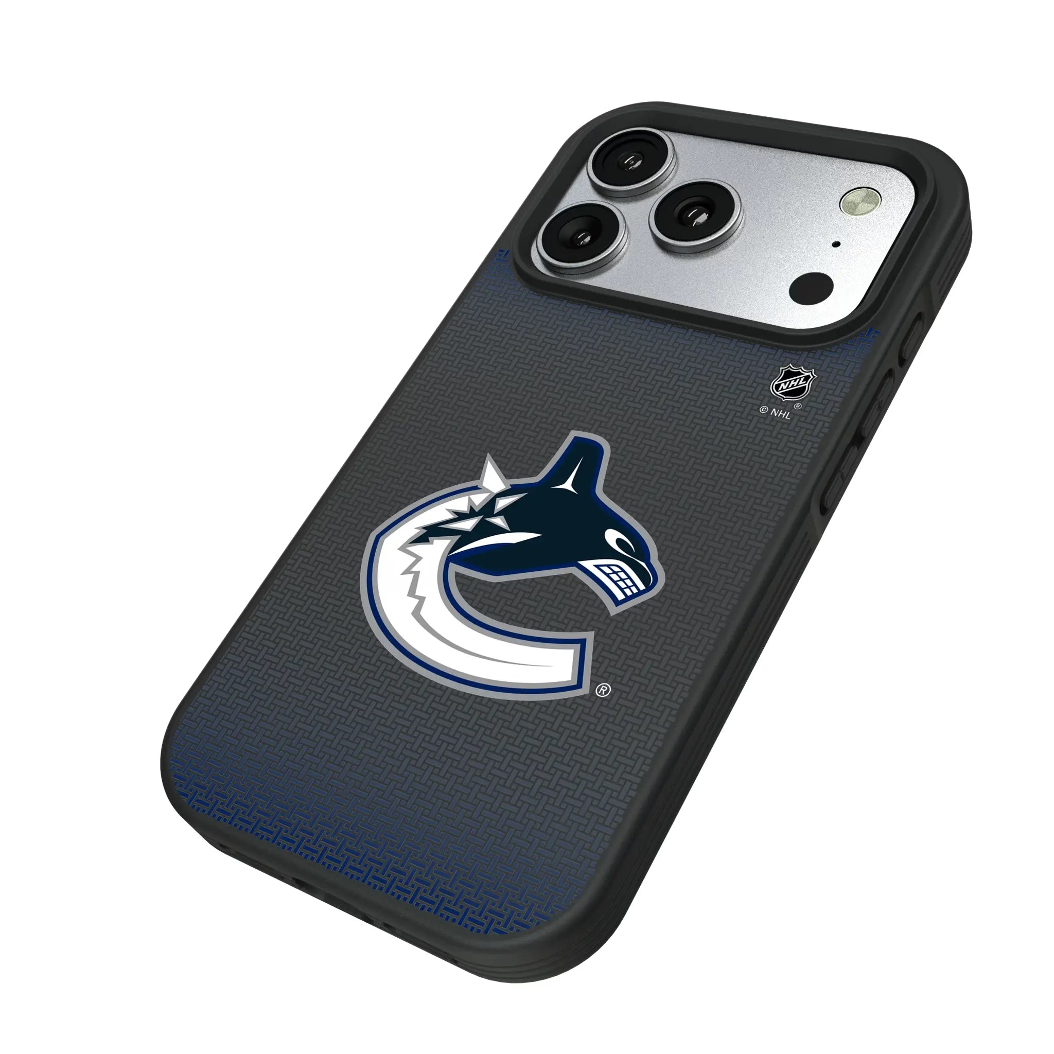 Vancouver Canucks Linen iPhone Bump Phone Case for Apple iPhone - Isometric View#Device_iPhone 17 Pro