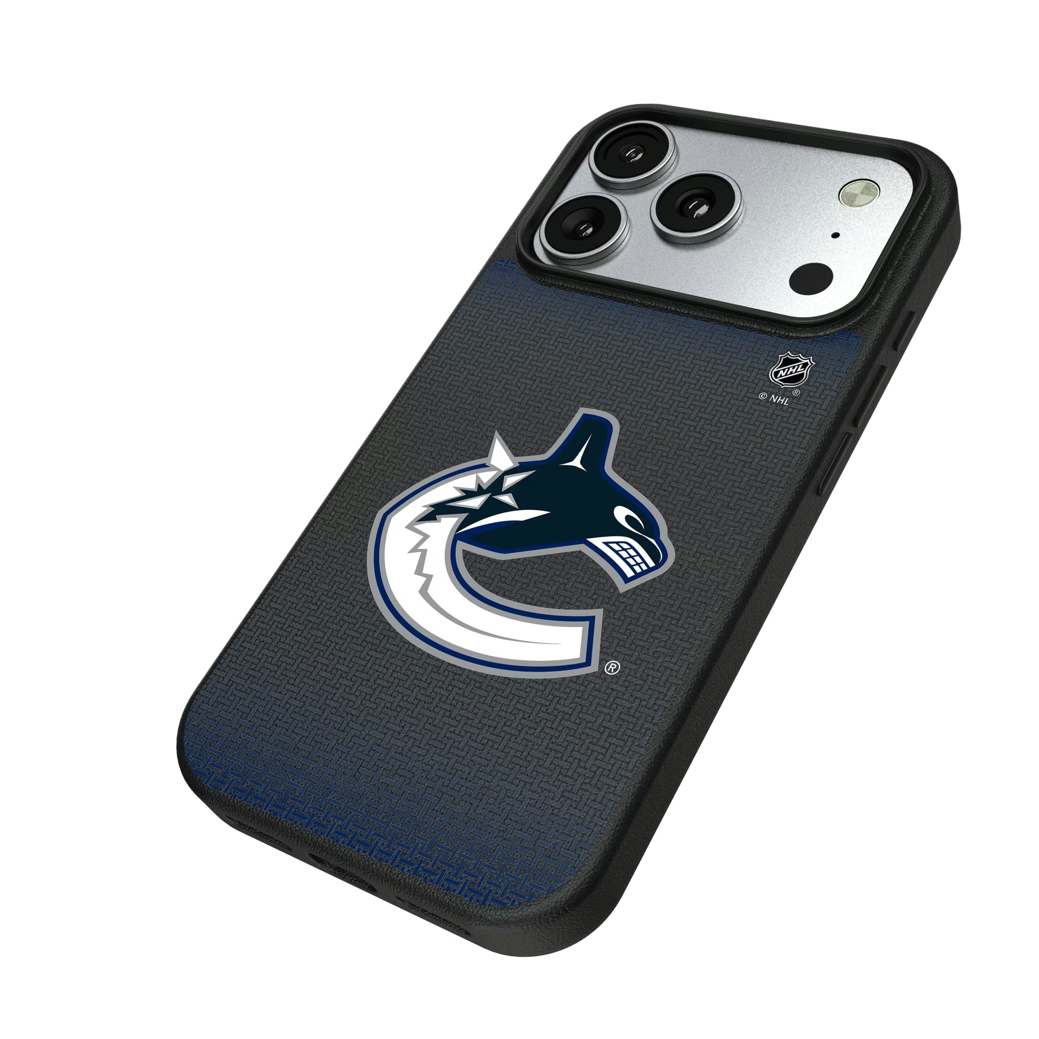 Vancouver Canucks Linen iPhone MagSafe Compatible Phone Case for Apple iPhone - Isometric View#Device_iPhone 17 Pro