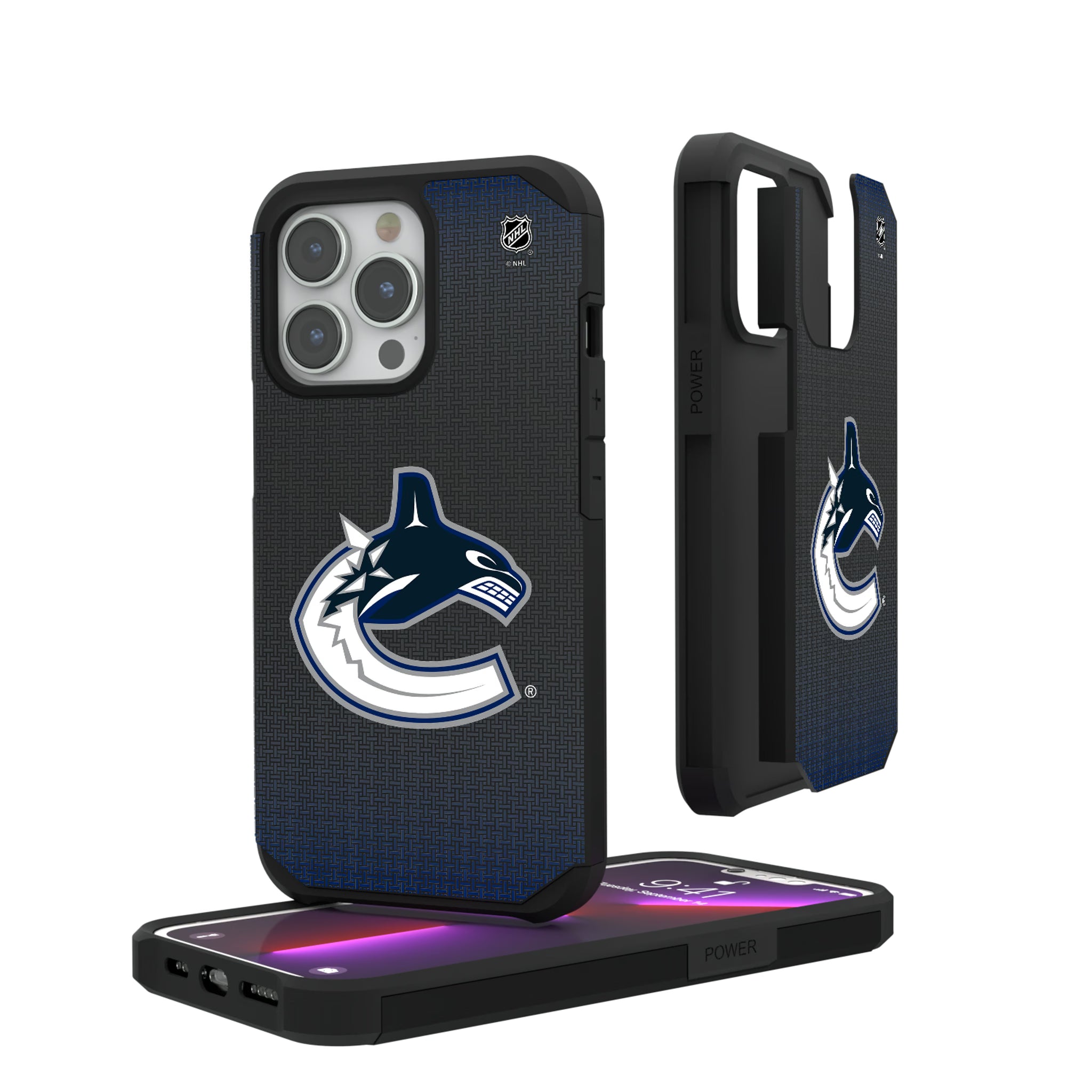 Vancouver Canucks Linen iPhone Rugged Phone Case for Apple iPhone#Device_iPhone 13 Pro