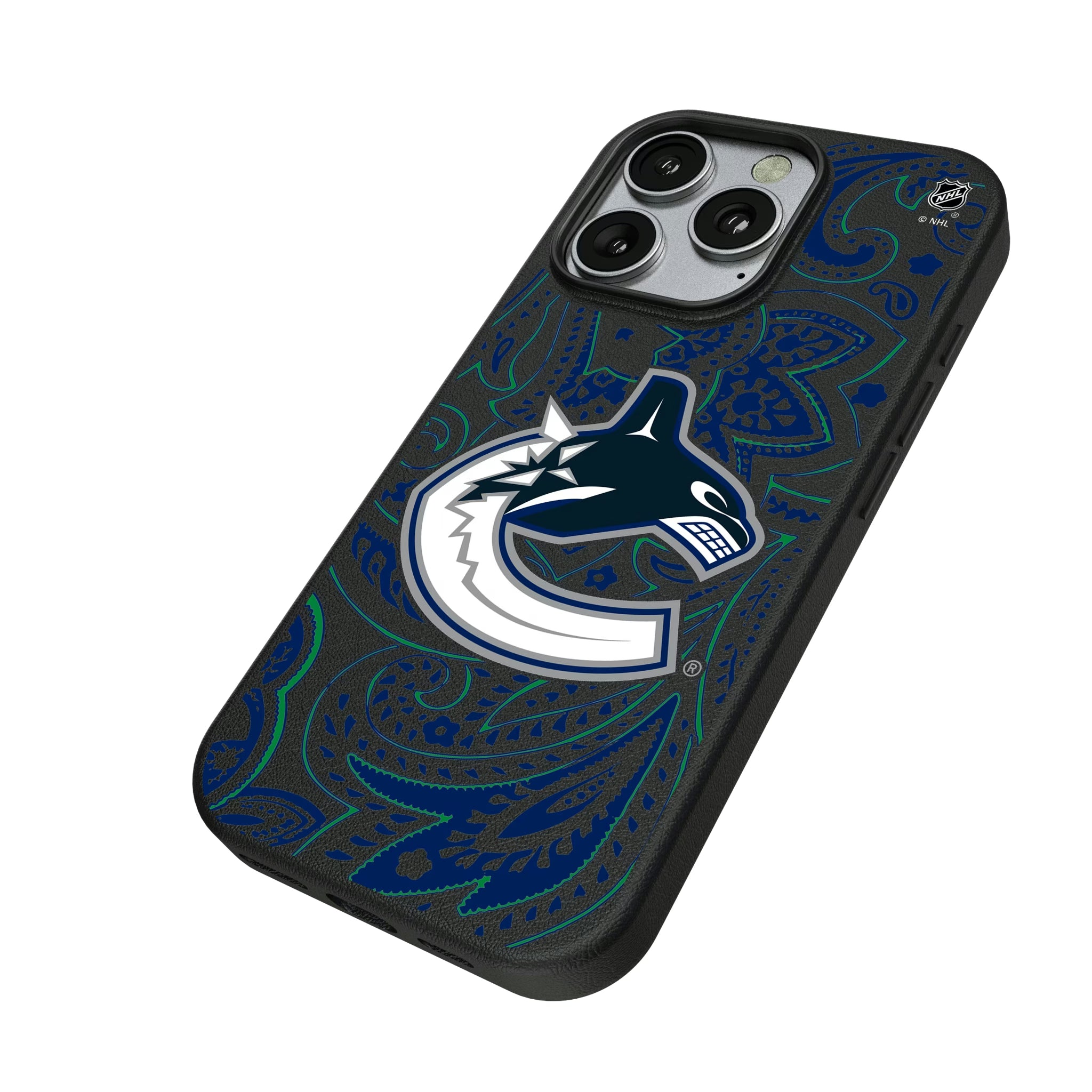 Vancouver Canucks Paisley iPhone MagSafe Compatible Phone Case for Apple iPhone - Isometric View