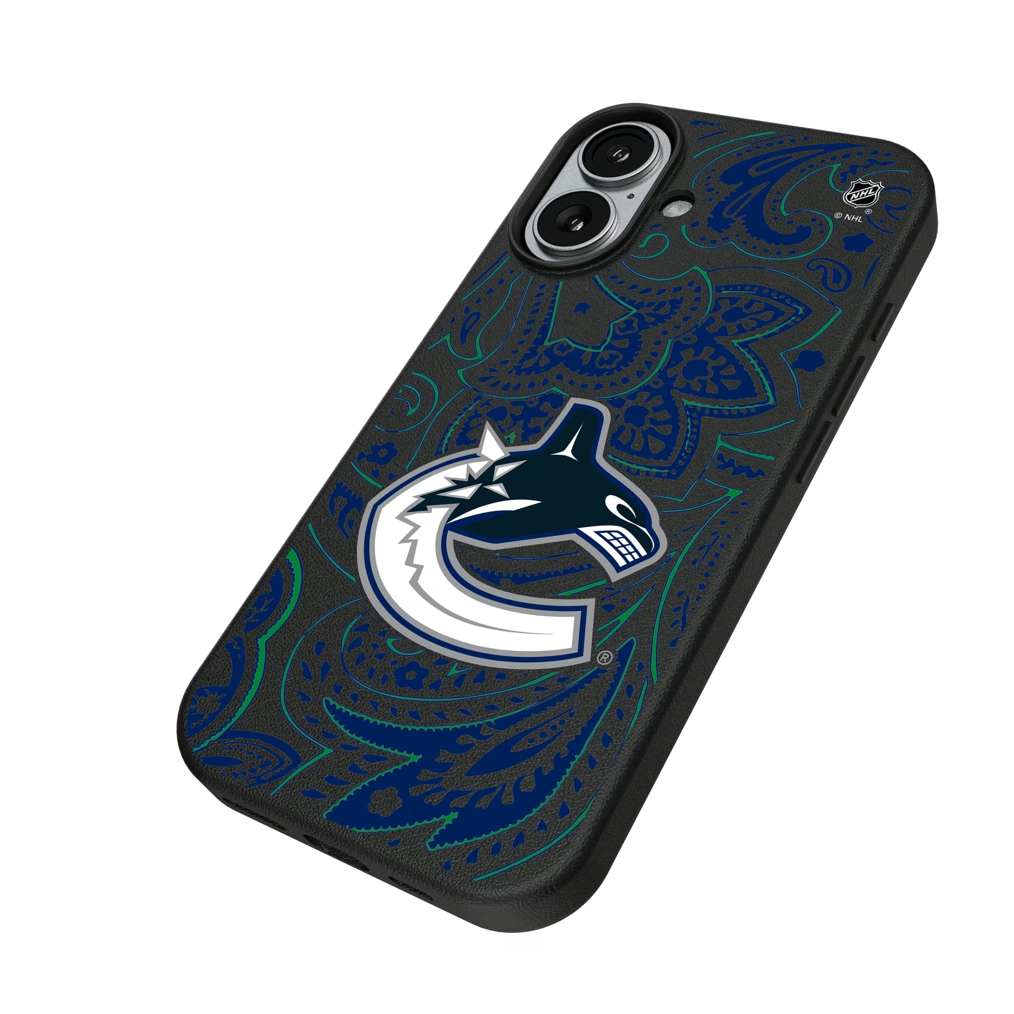 Vancouver Canucks Paisley iPhone MagSafe Compatible Phone Case for Apple iPhone - Isometric View#Device_iPhone 17