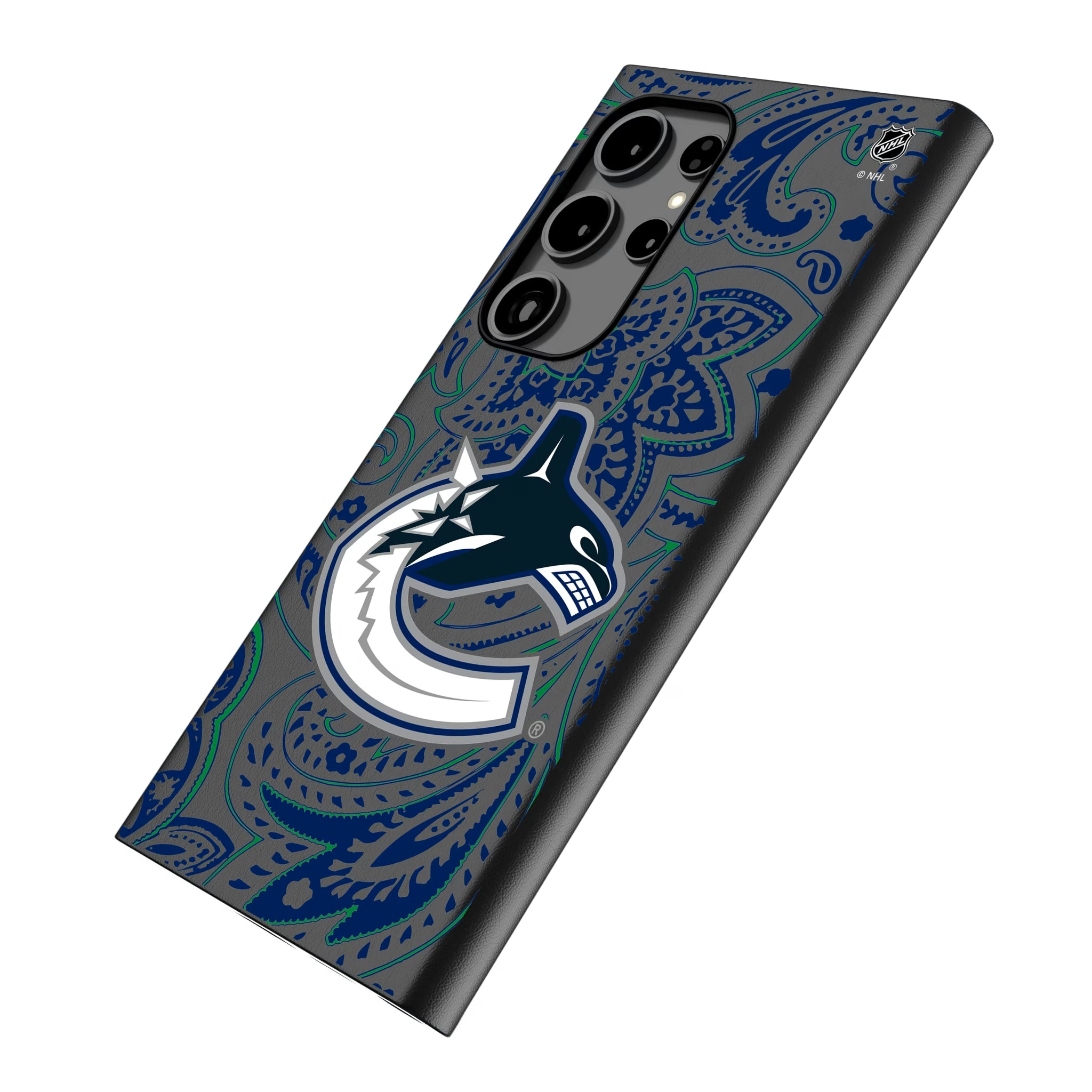 Vancouver Canucks Paisley Galaxy MagSafe Compatible Phone Case for Samsung Galaxy - Isometric View