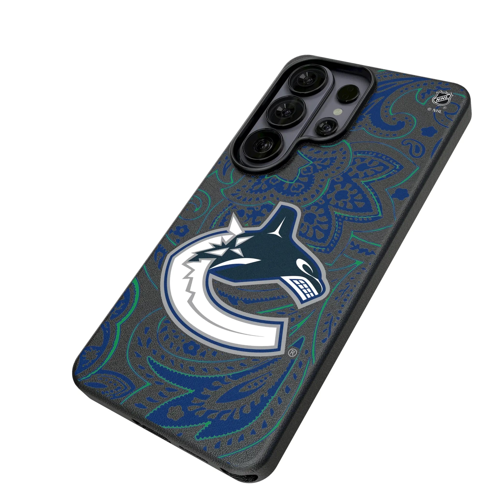 Vancouver Canucks Paisley Galaxy MagSafe Compatible Phone Case for Samsung Galaxy - Isometric View#Device_Galaxy S26 Ultra