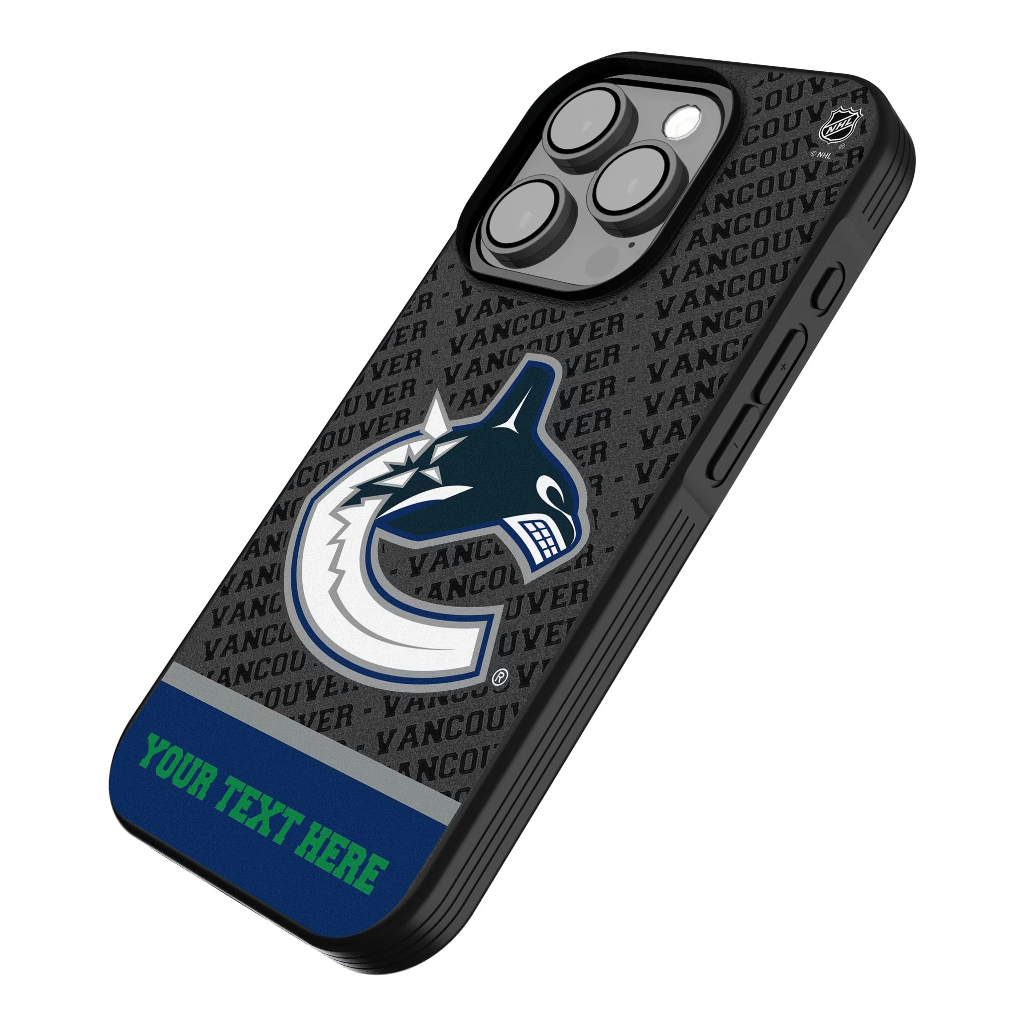 Vancouver Canucks Personalized EndZone Plus iPhone Bump Phone Case for Apple iPhone - Isometric View